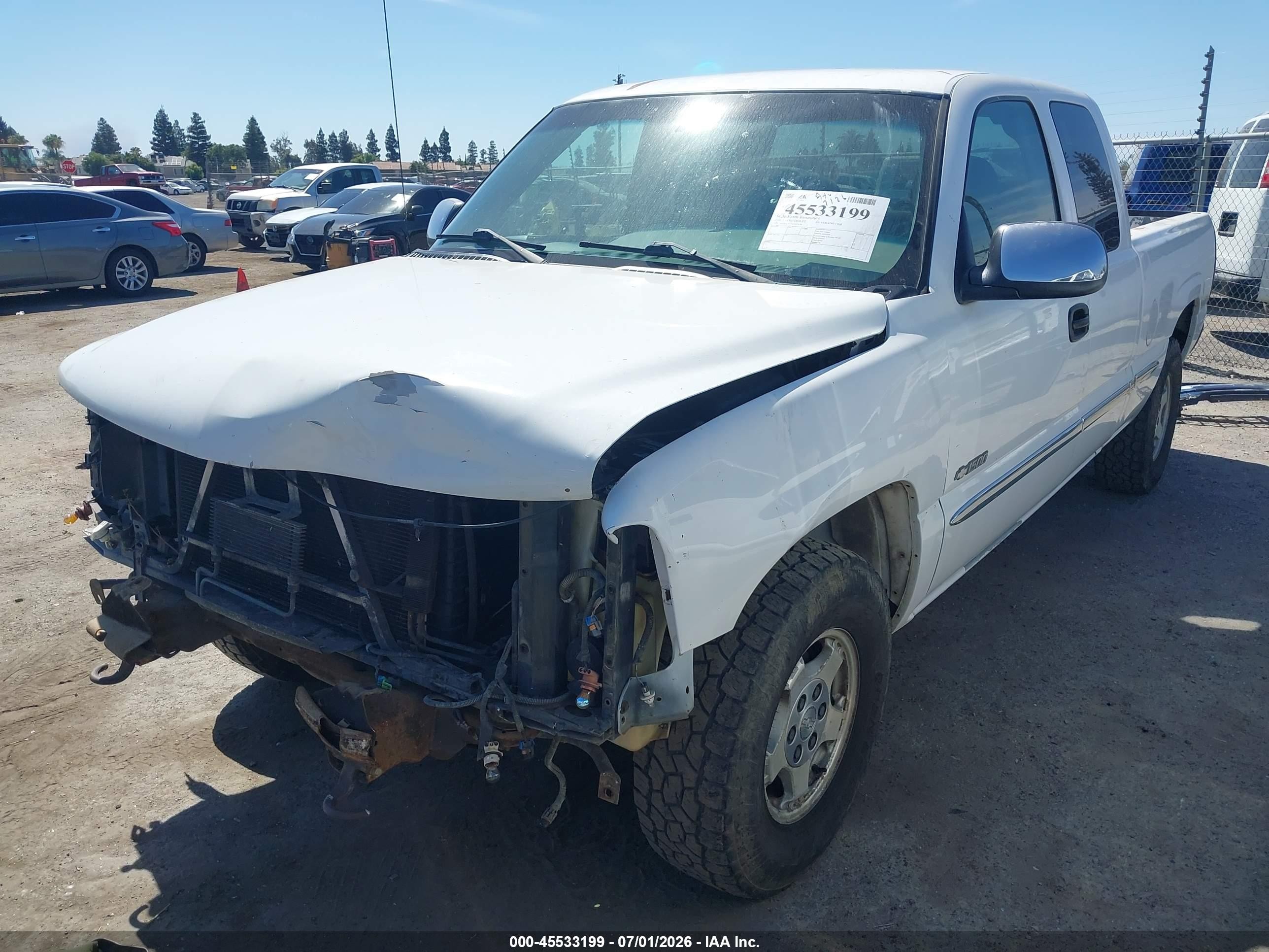 2000 Chevrolet Silverado 1500 Ls White vin: 2GCEK19T5Y1337878