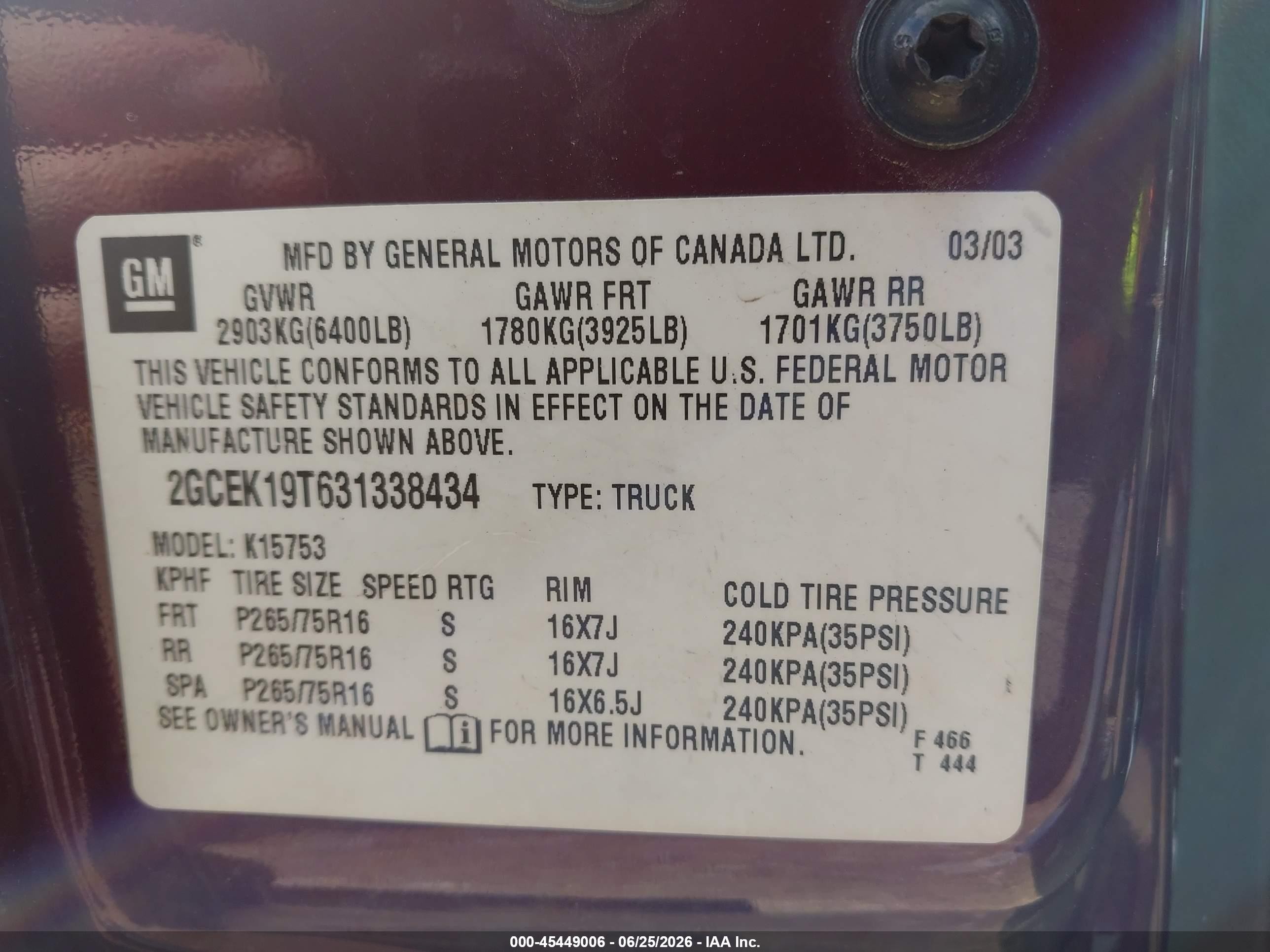 2003 Chevrolet Silverado 1500 Ls Burgundy vin: 2GCEK19T631338434