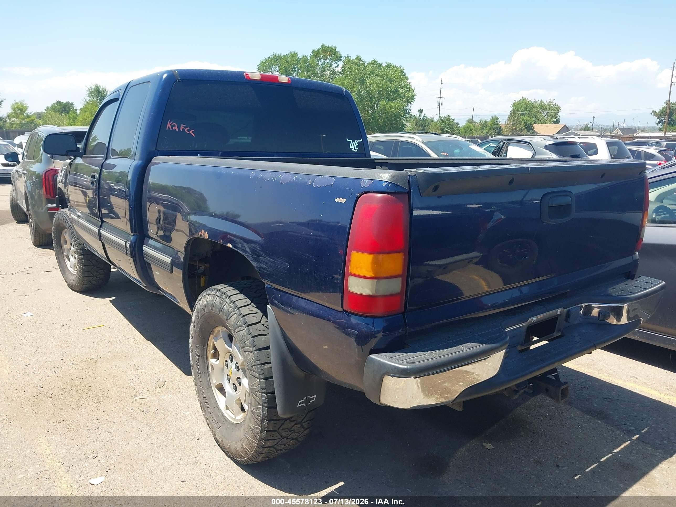 2001 Chevrolet Silverado 1500 Ls Blue vin: 2GCEK19T711221426