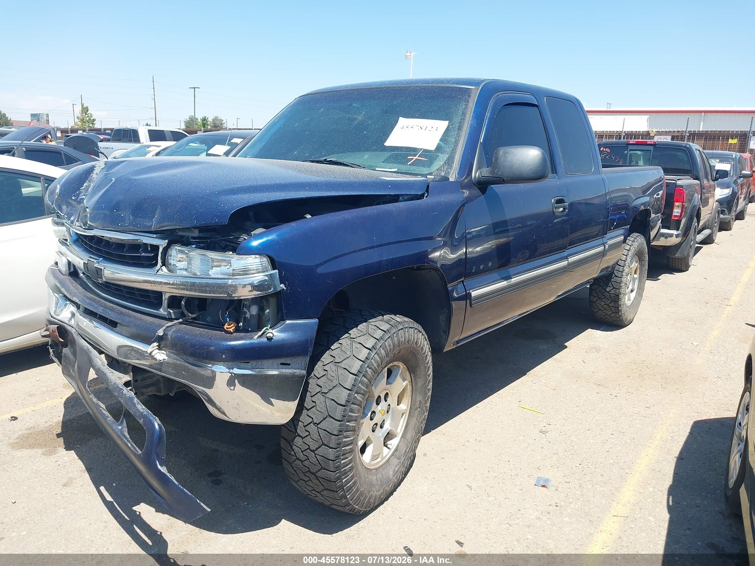 2001 Chevrolet Silverado 1500 Ls Blue vin: 2GCEK19T711221426