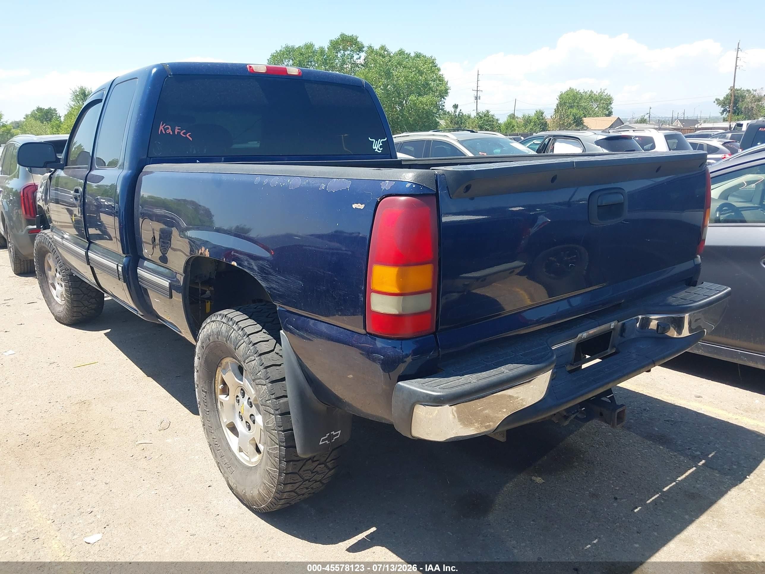 2001 Chevrolet Silverado 1500 Ls Blue vin: 2GCEK19T711221426