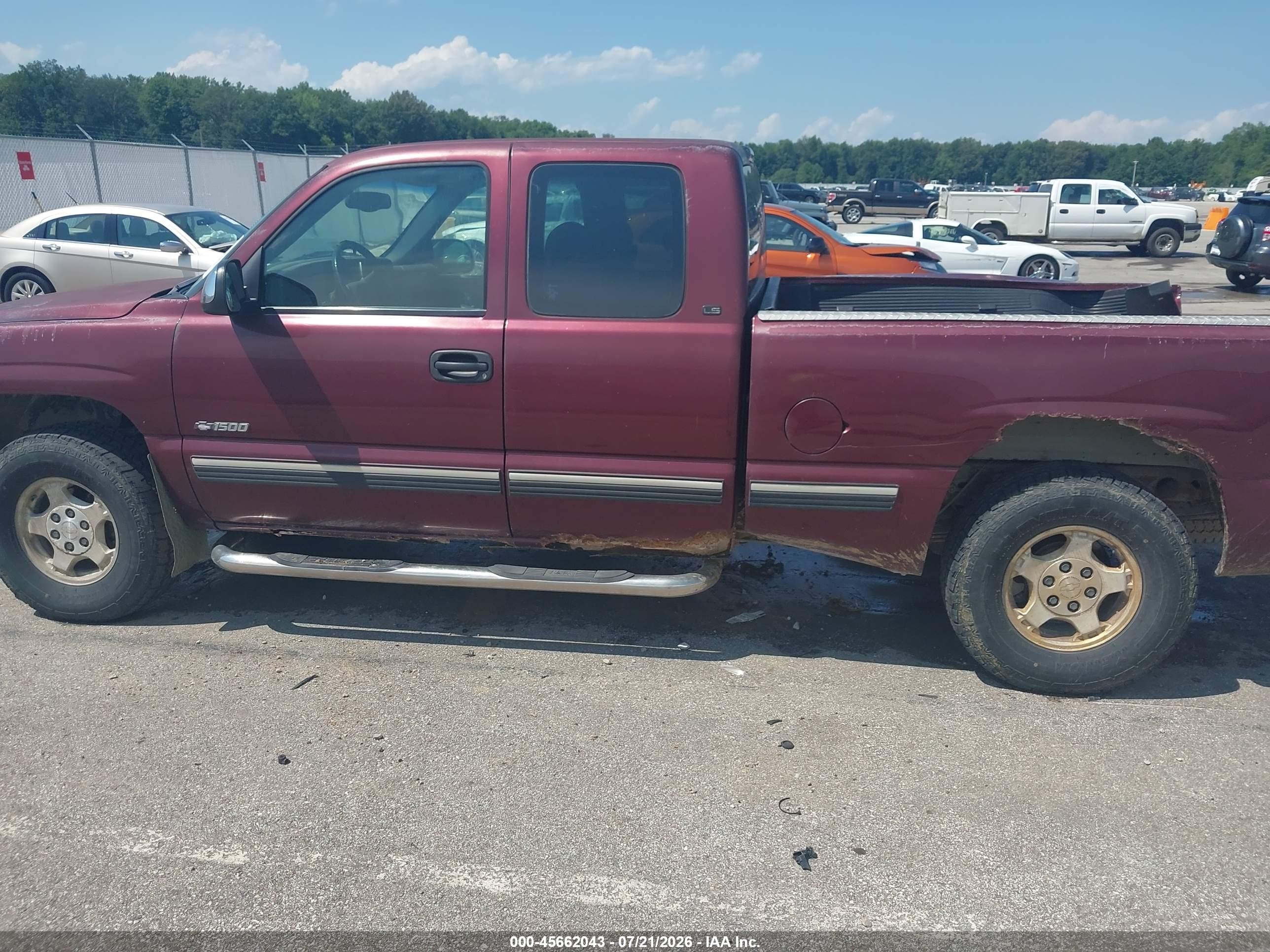 1999 Chevrolet Silverado 1500 Ls Maroon vin: 2GCEK19T7X1106799