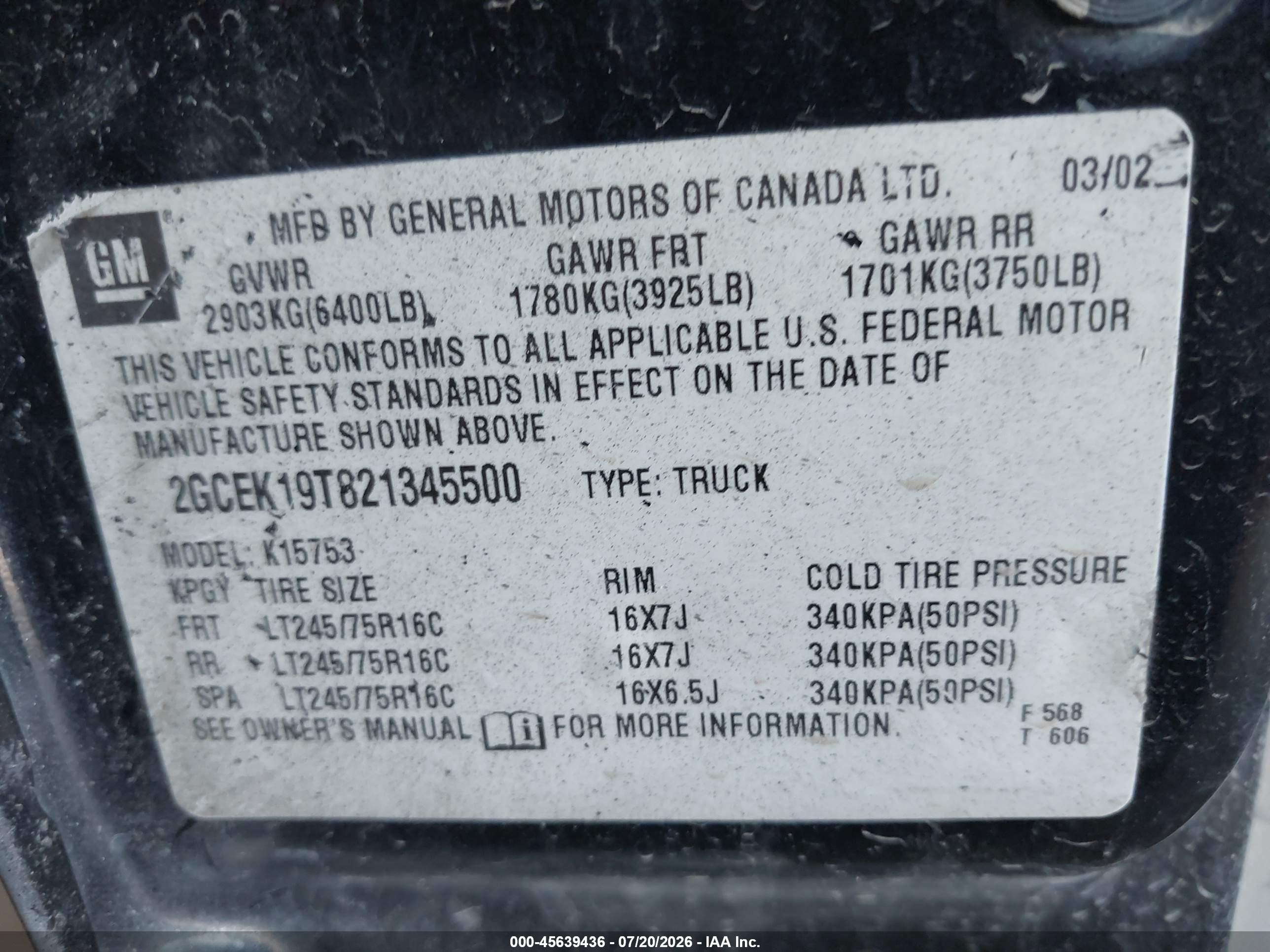 2002 Chevrolet Silverado 1500 Lt Black vin: 2GCEK19T821345500
