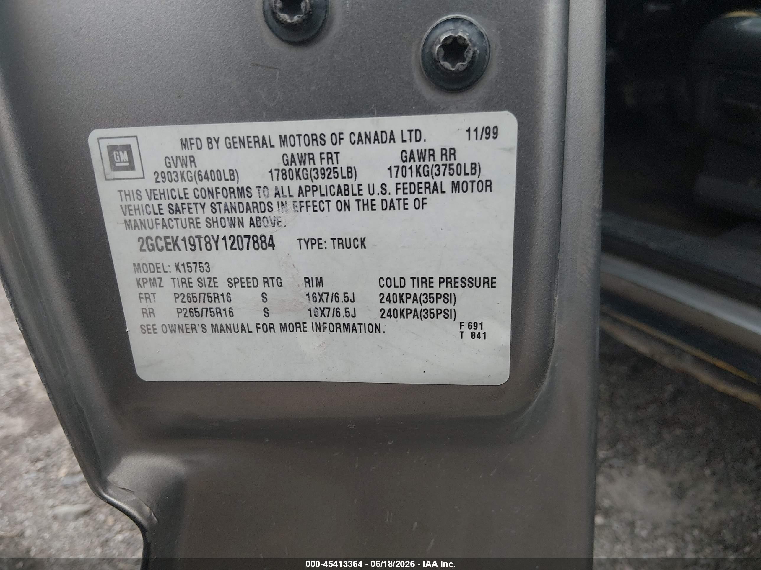 2000 Chevrolet Silverado 1500 Lt Gray vin: 2GCEK19T8Y1207884