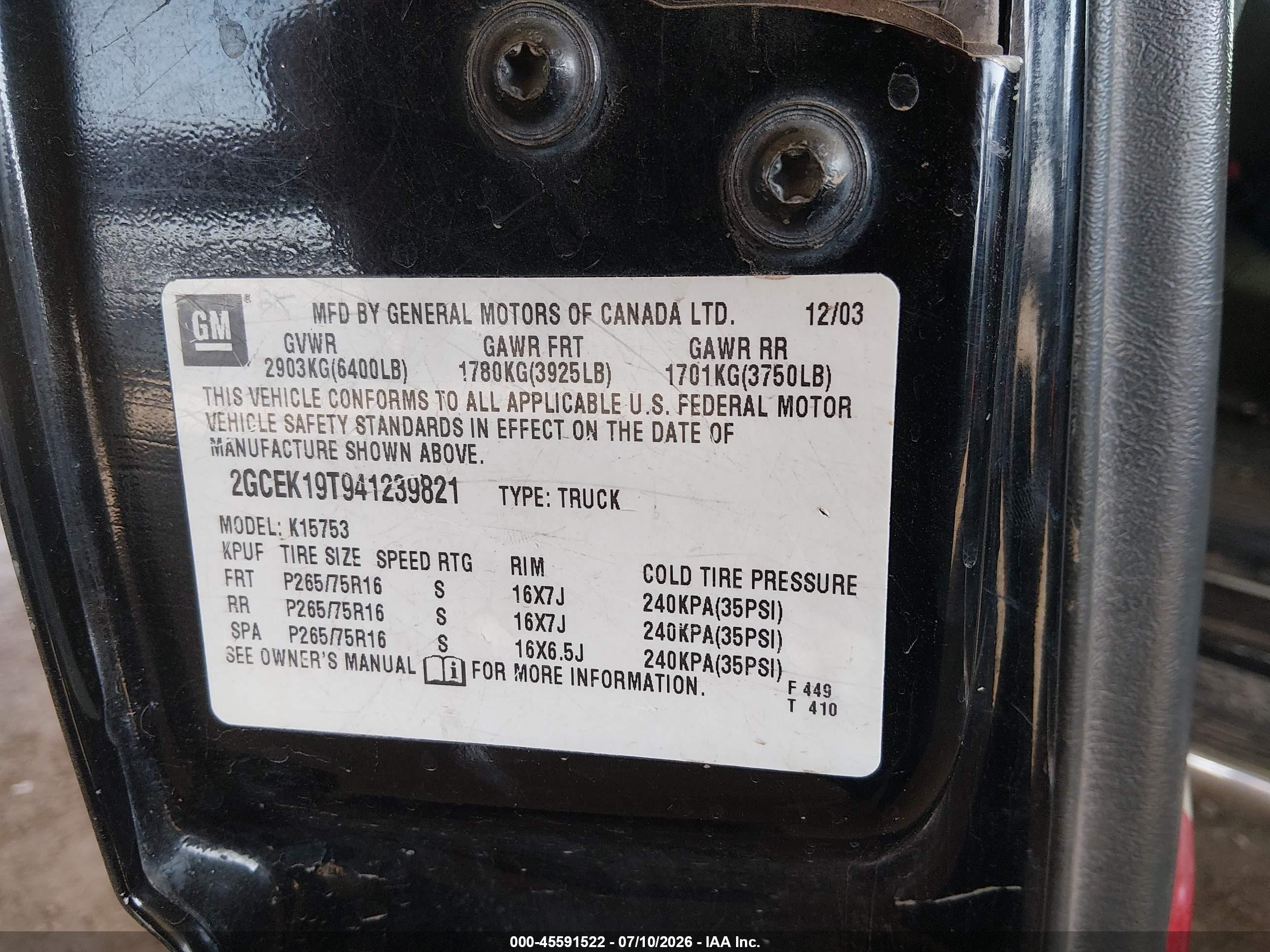 2004 Chevrolet Silverado 1500 Z71 Black vin: 2GCEK19T941239821