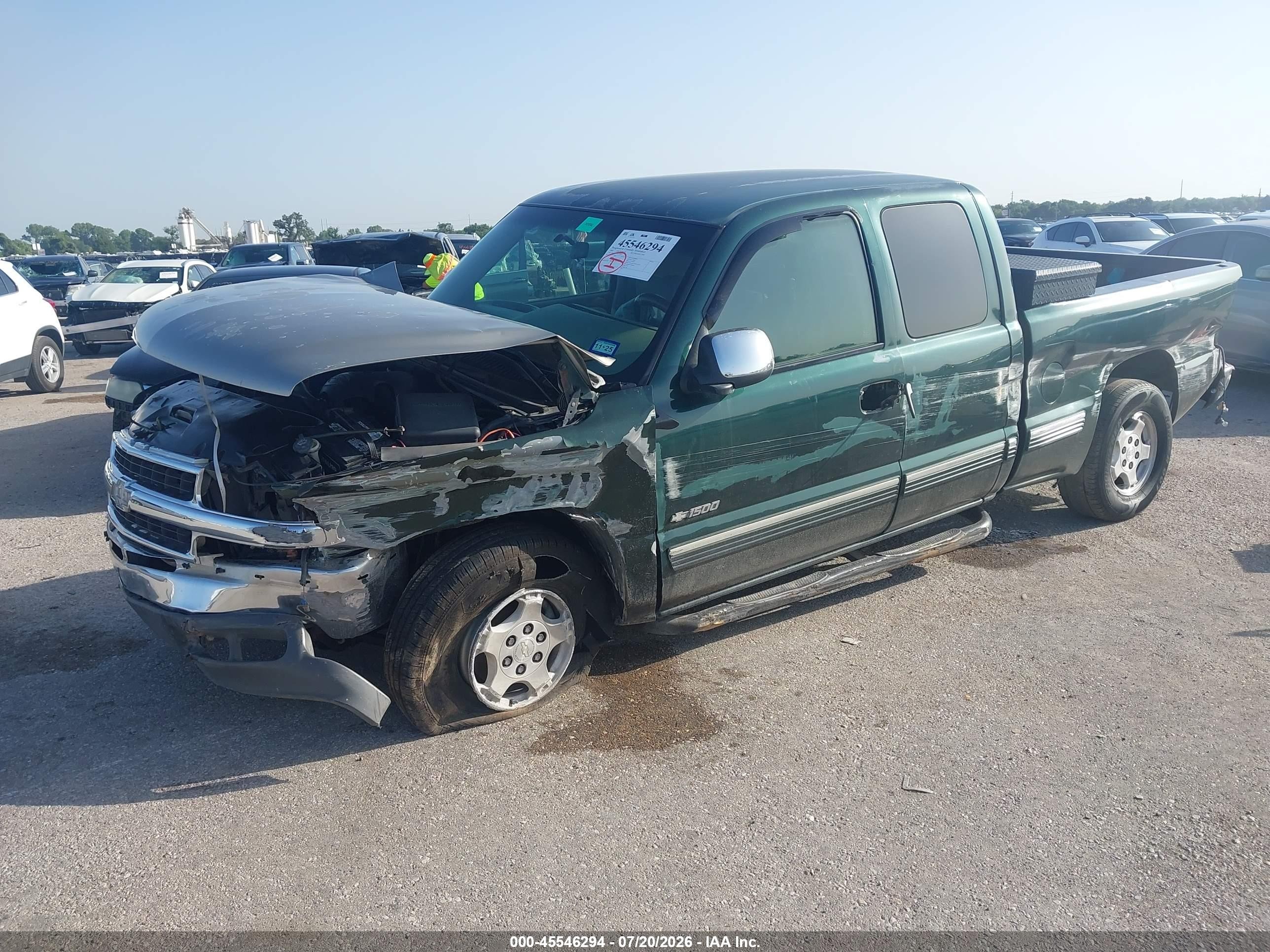 2002 Chevrolet Silverado 1500 Ls Green vin: 2GCEK19V821286255