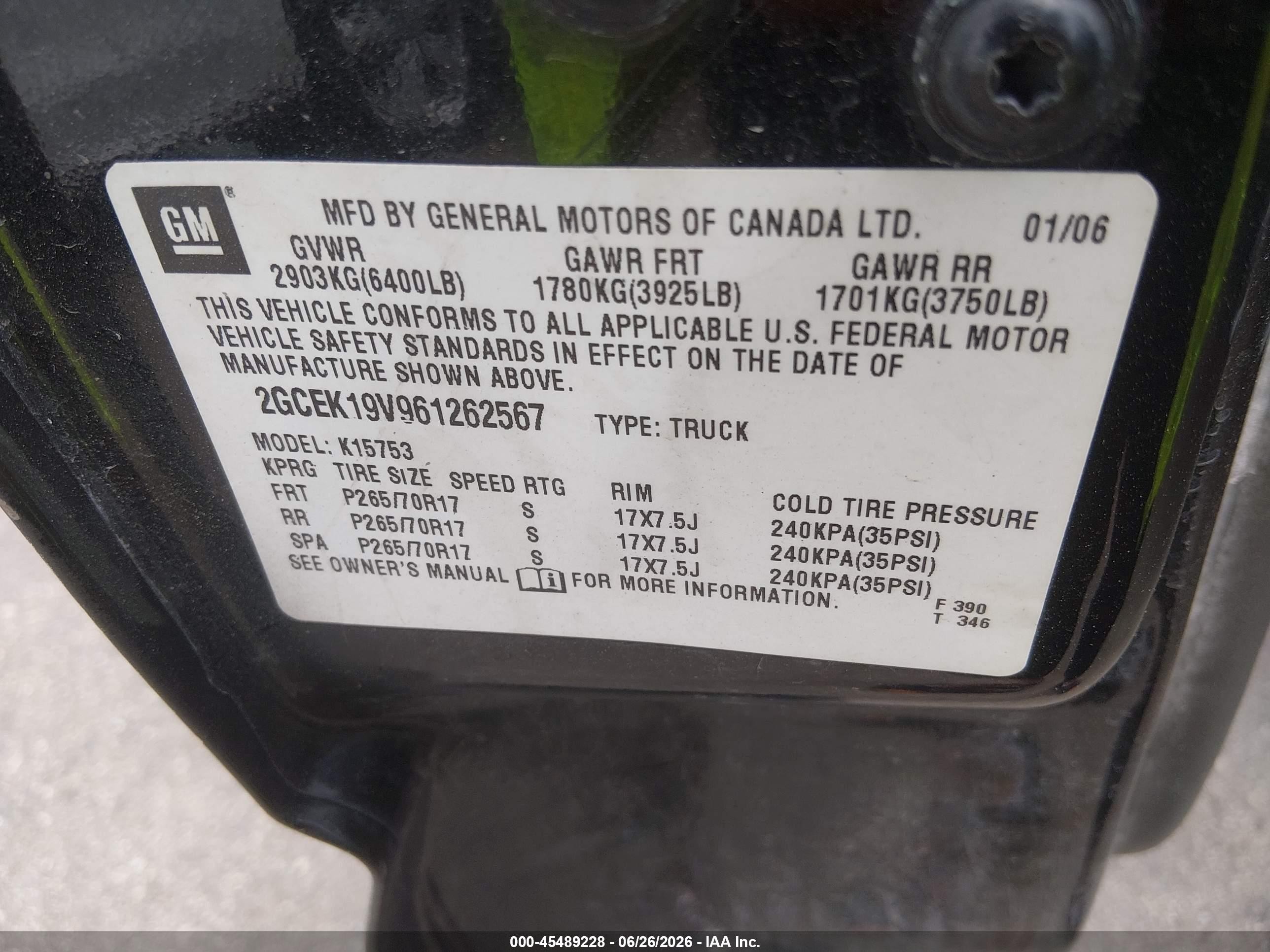 2006 Chevrolet Silverado 1500 Lt1 Black vin: 2GCEK19V961262567
