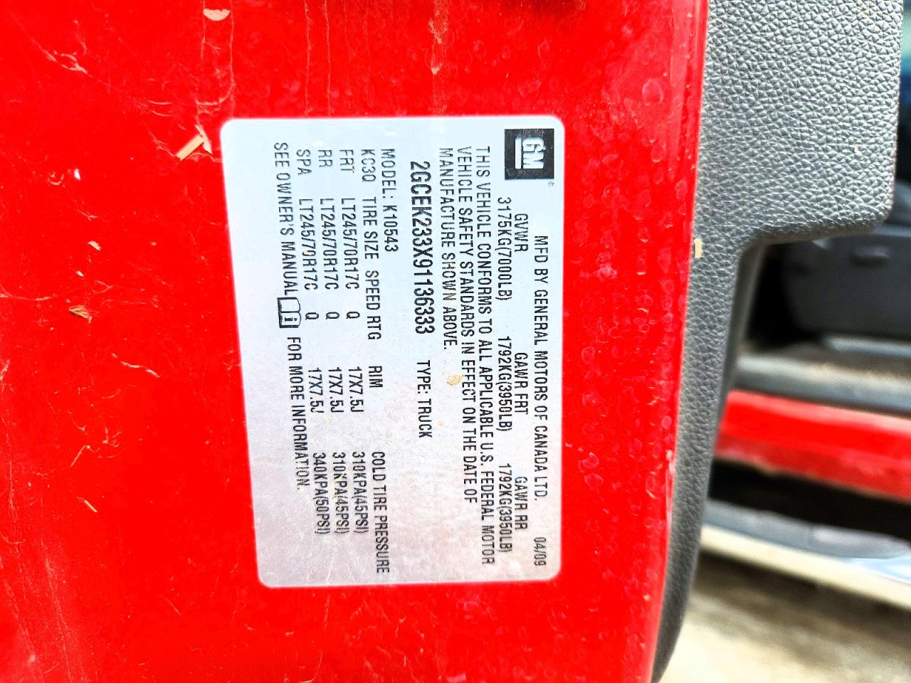 2009 Chevrolet Silverado K1500 Lt Red vin: 2GCEK233X91136333