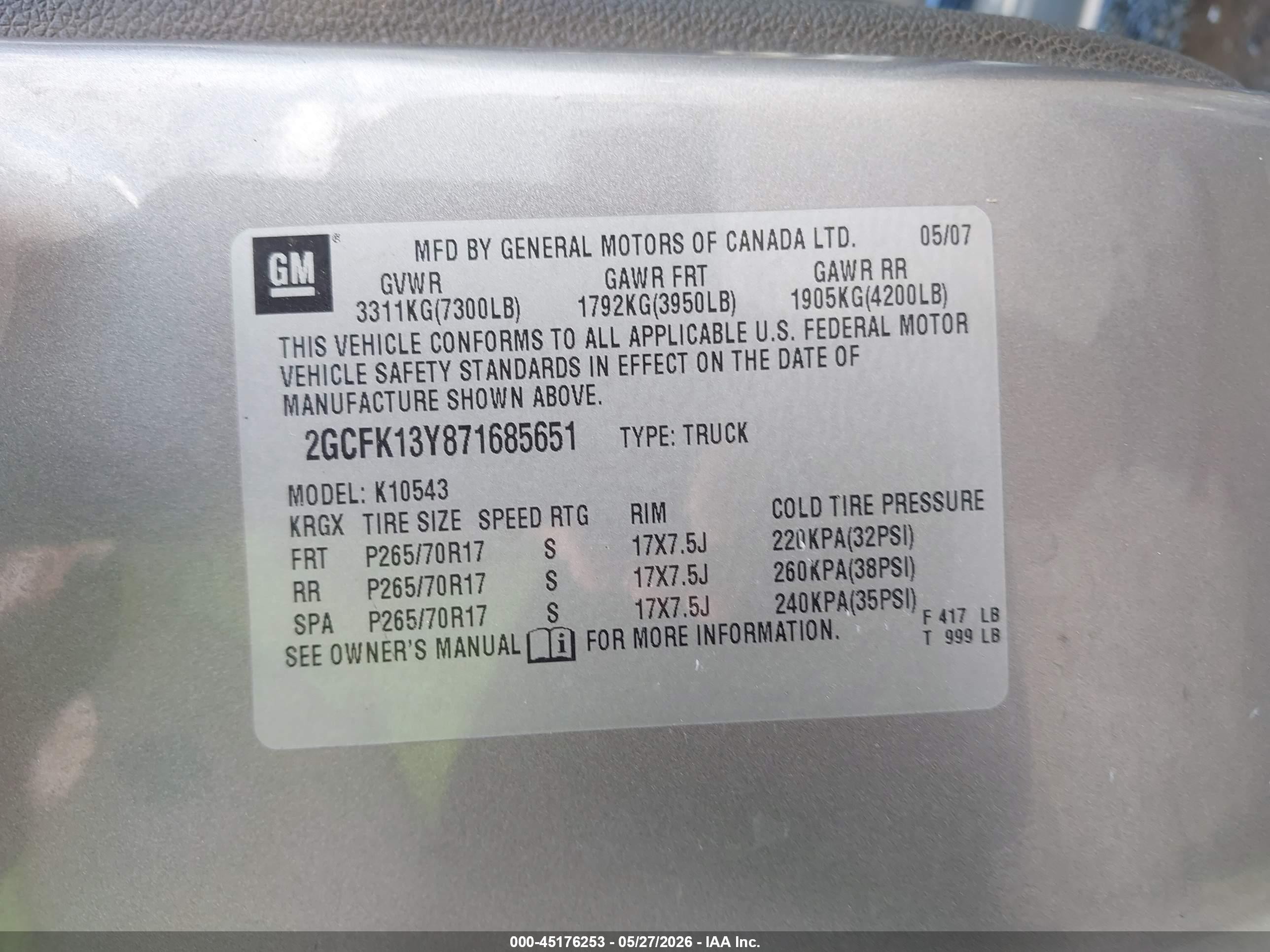 2007 Chevrolet Silverado 1500 Lt2 Gray vin: 2GCFK13Y871685651