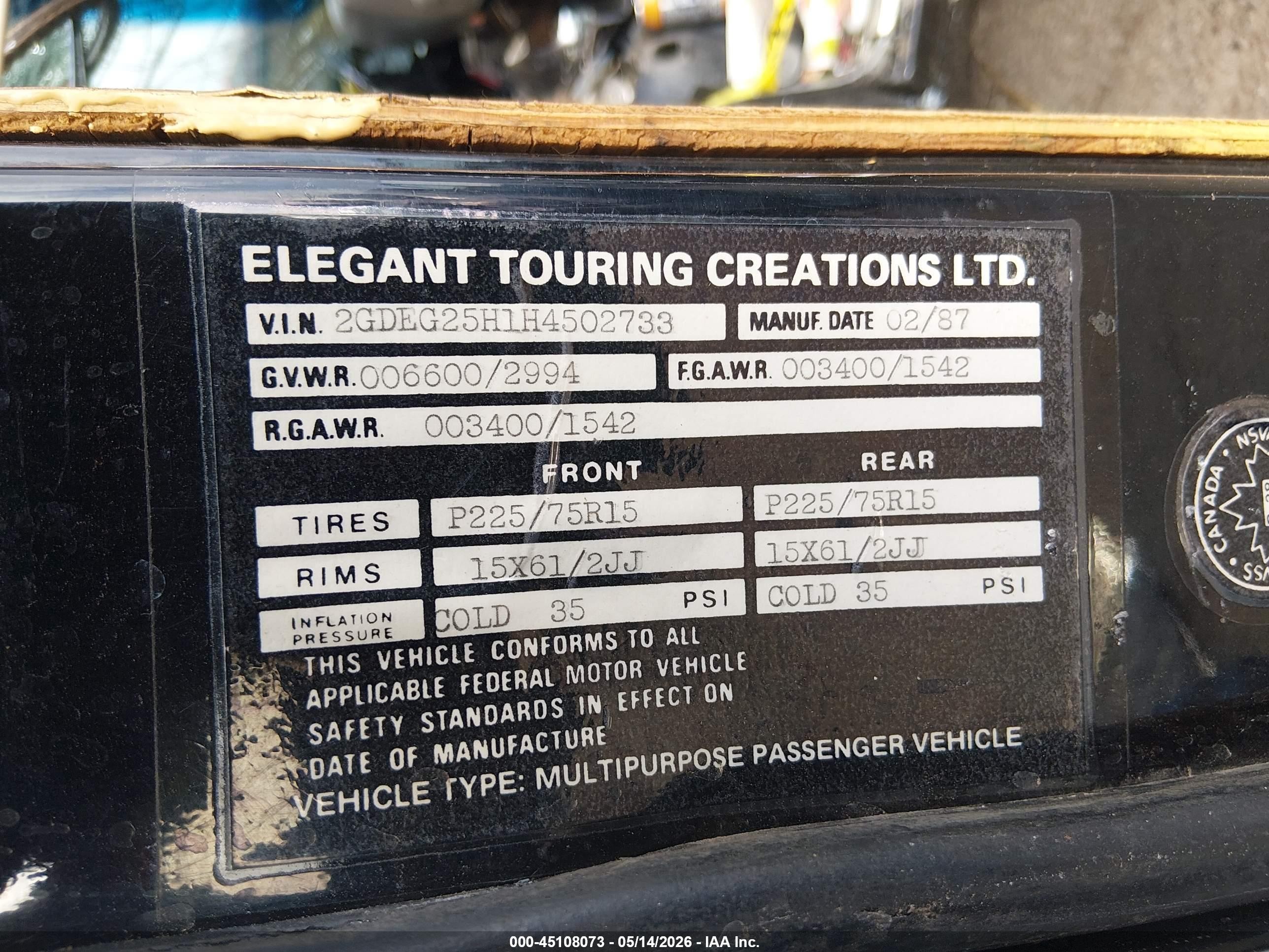 1987 Gmc Rally Wagon / Van G2500 Black vin: 2GDEG25H1H4502733