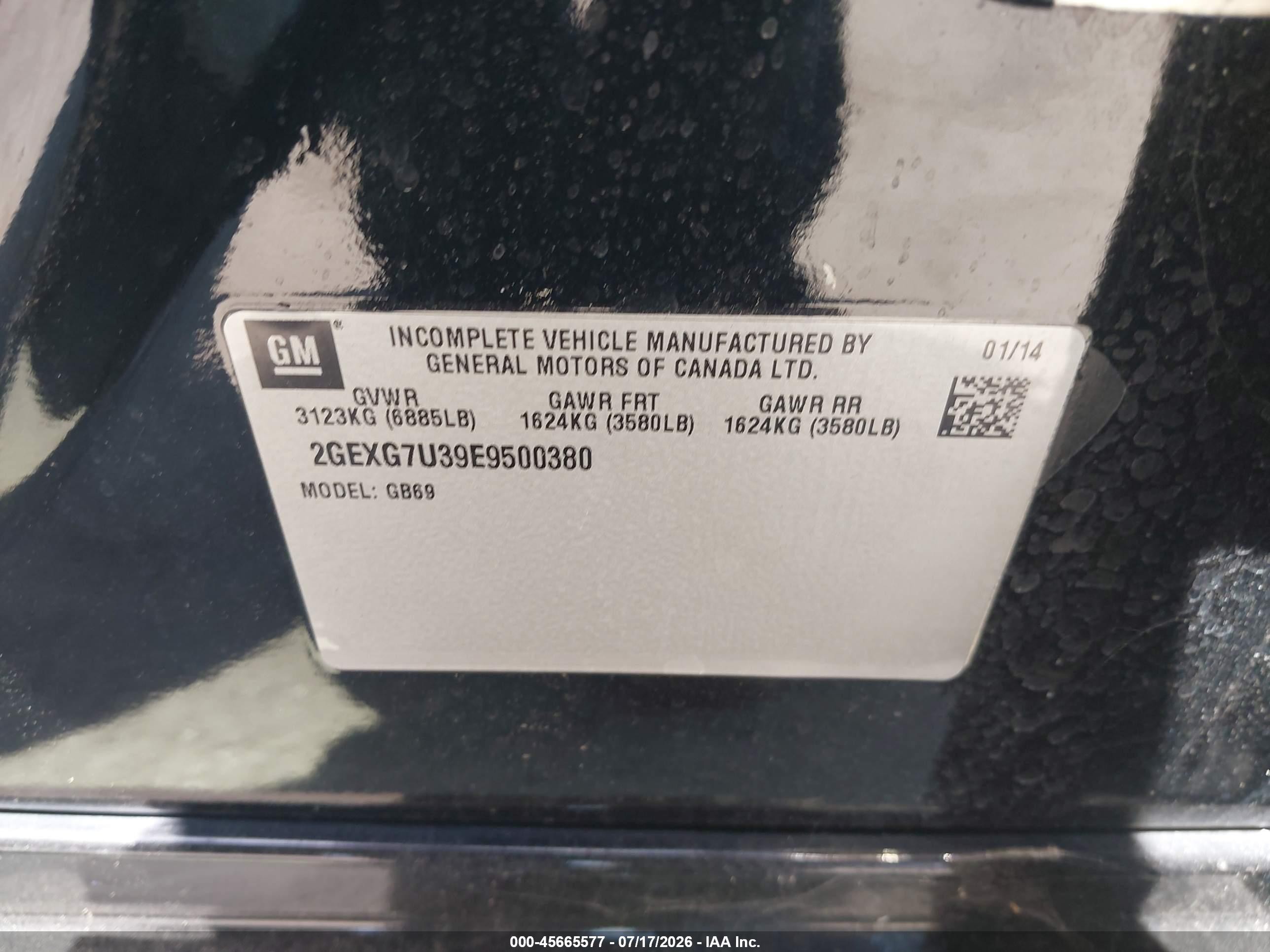 2014 Cadillac Xts B9q Coachbuilder Funeral Coach Black vin: 2GEXG7U39E9500380