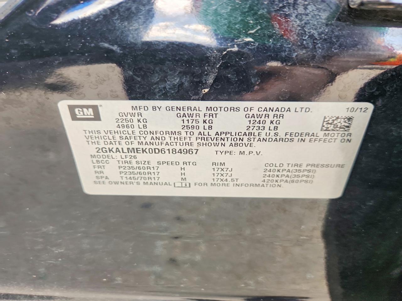 2013 Gmc Terrain Sle Черный vin: 2GKALMEK0D6184967