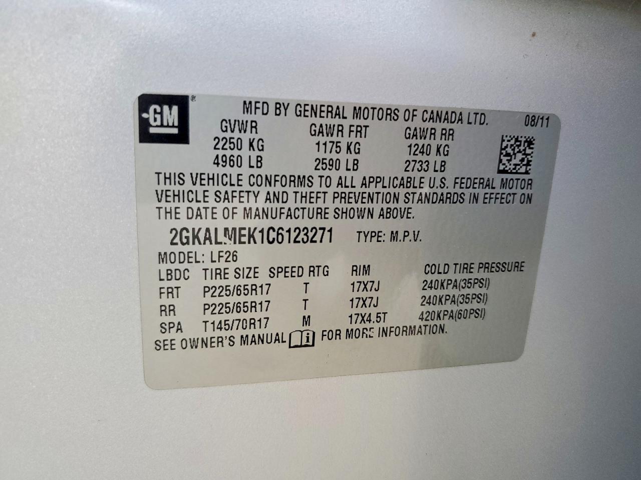2012 Gmc Terrain Sle Silver vin: 2GKALMEK1C6123271