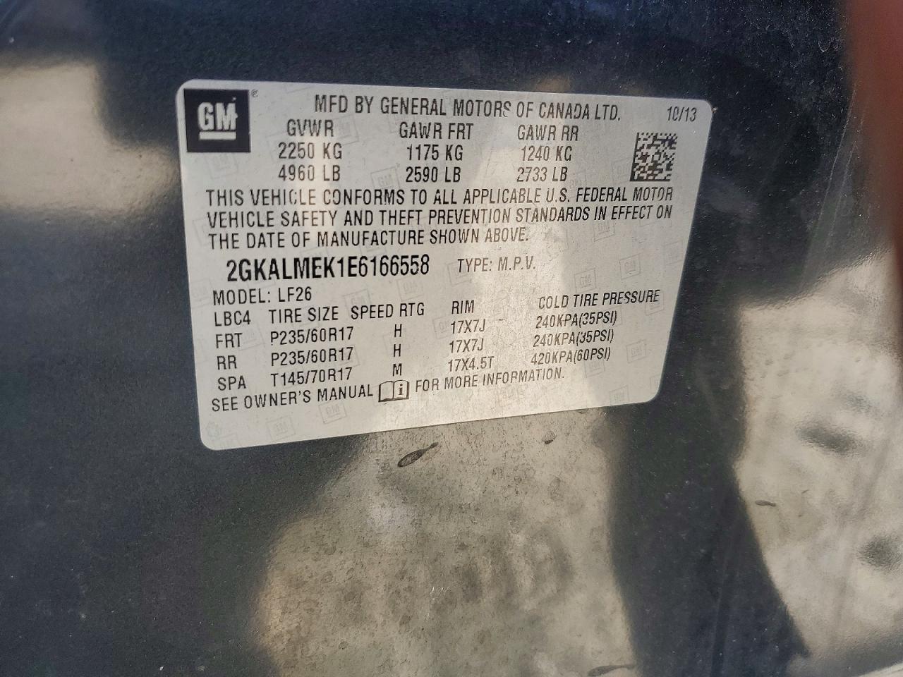 2014 Gmc Terrain Sle Purple vin: 2GKALMEK1E6166558