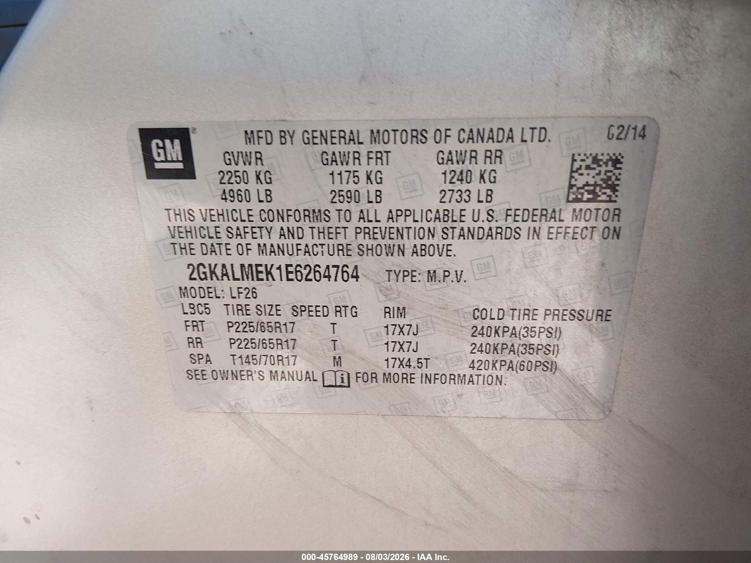 2014 Gmc Terrain Sle-1 Silver vin: 2GKALMEK1E6264764