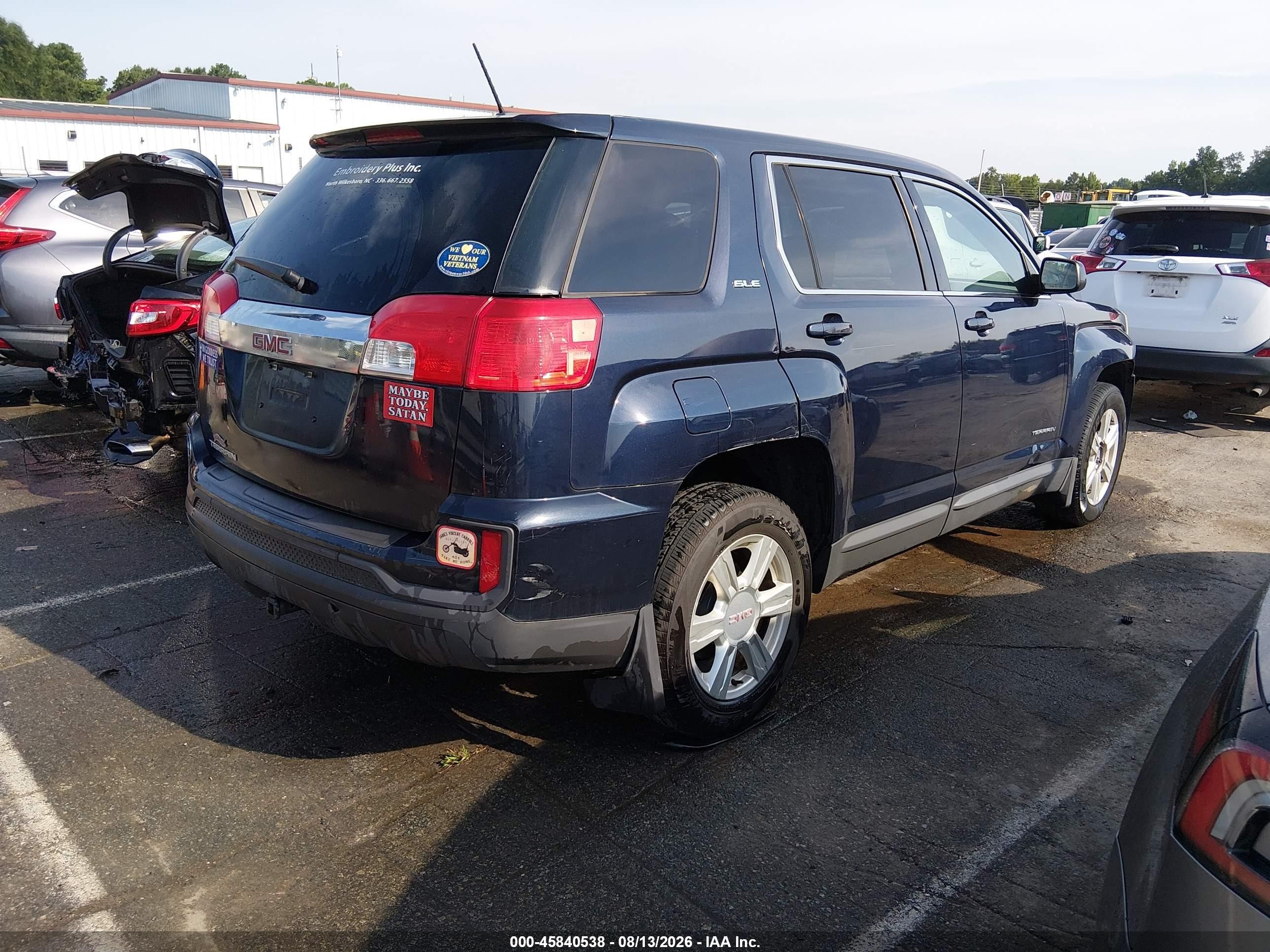 2016 Gmc Terrain Sle-1 Dark Blue vin: 2GKALMEK1G6146989