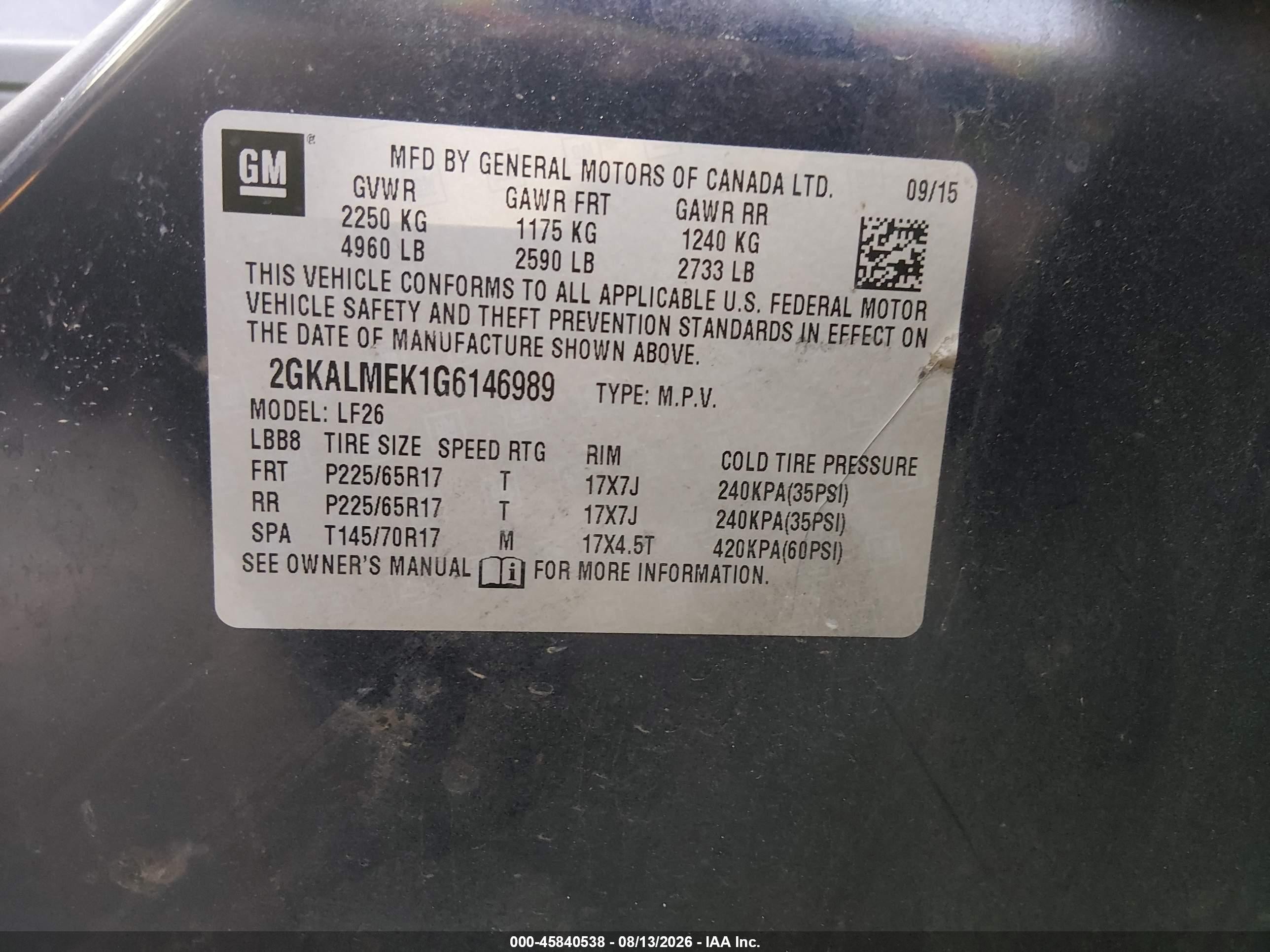 2016 Gmc Terrain Sle-1 Dark Blue vin: 2GKALMEK1G6146989