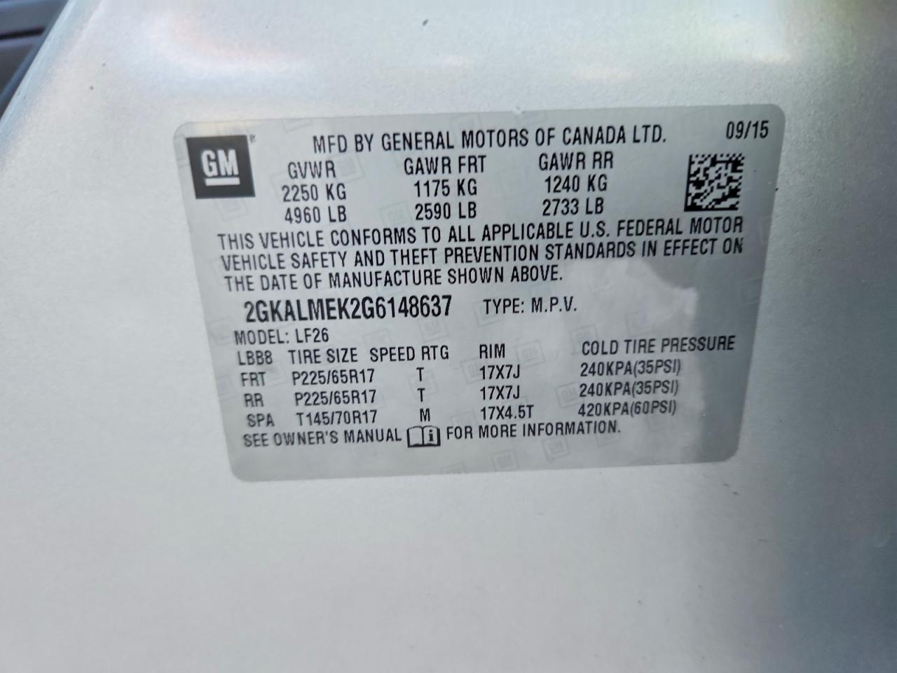2016 Gmc Terrain Sle Silver vin: 2GKALMEK2G6148637
