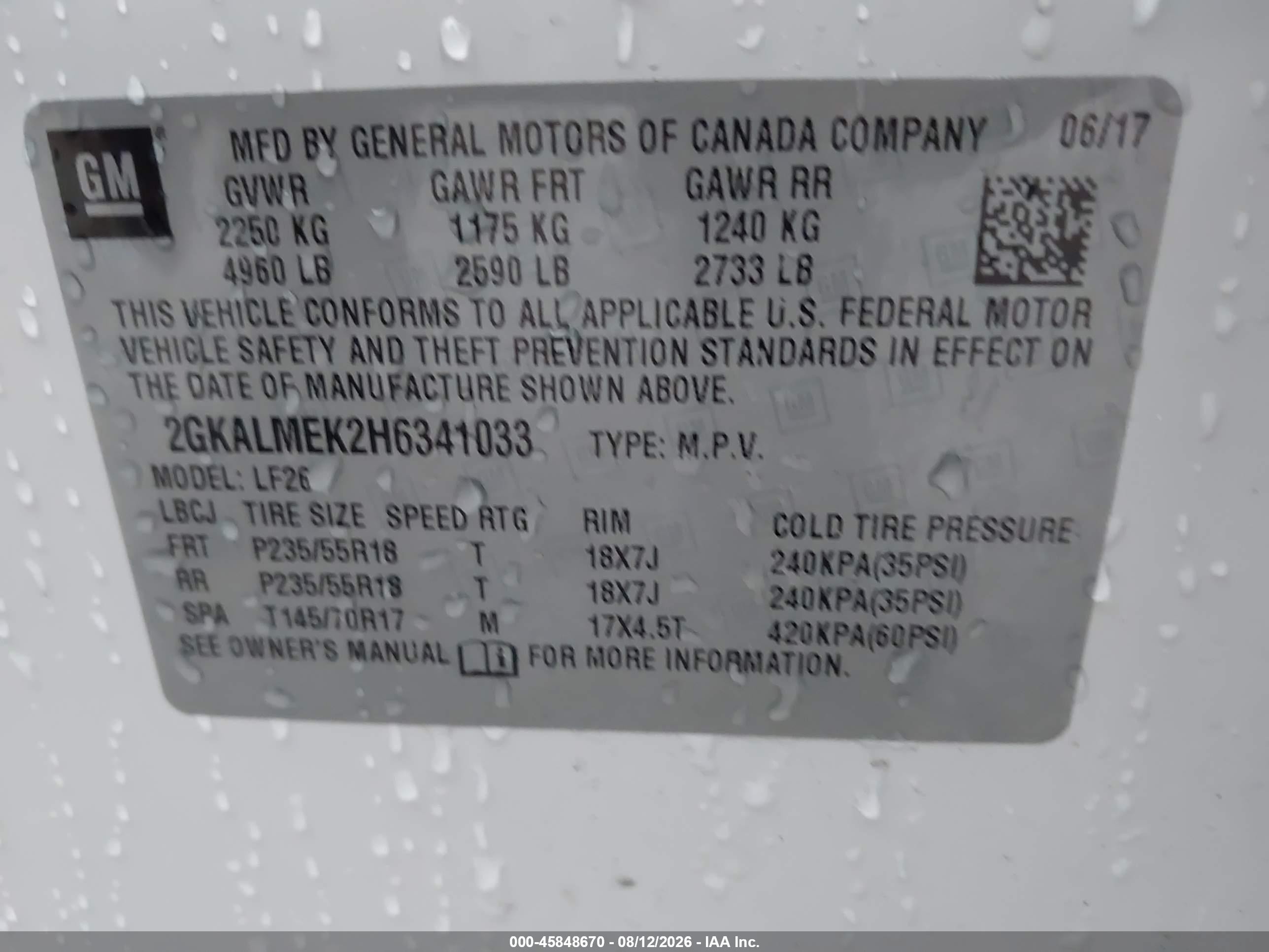 2017 Gmc Terrain Sle-1 Белый vin: 2GKALMEK2H6341033