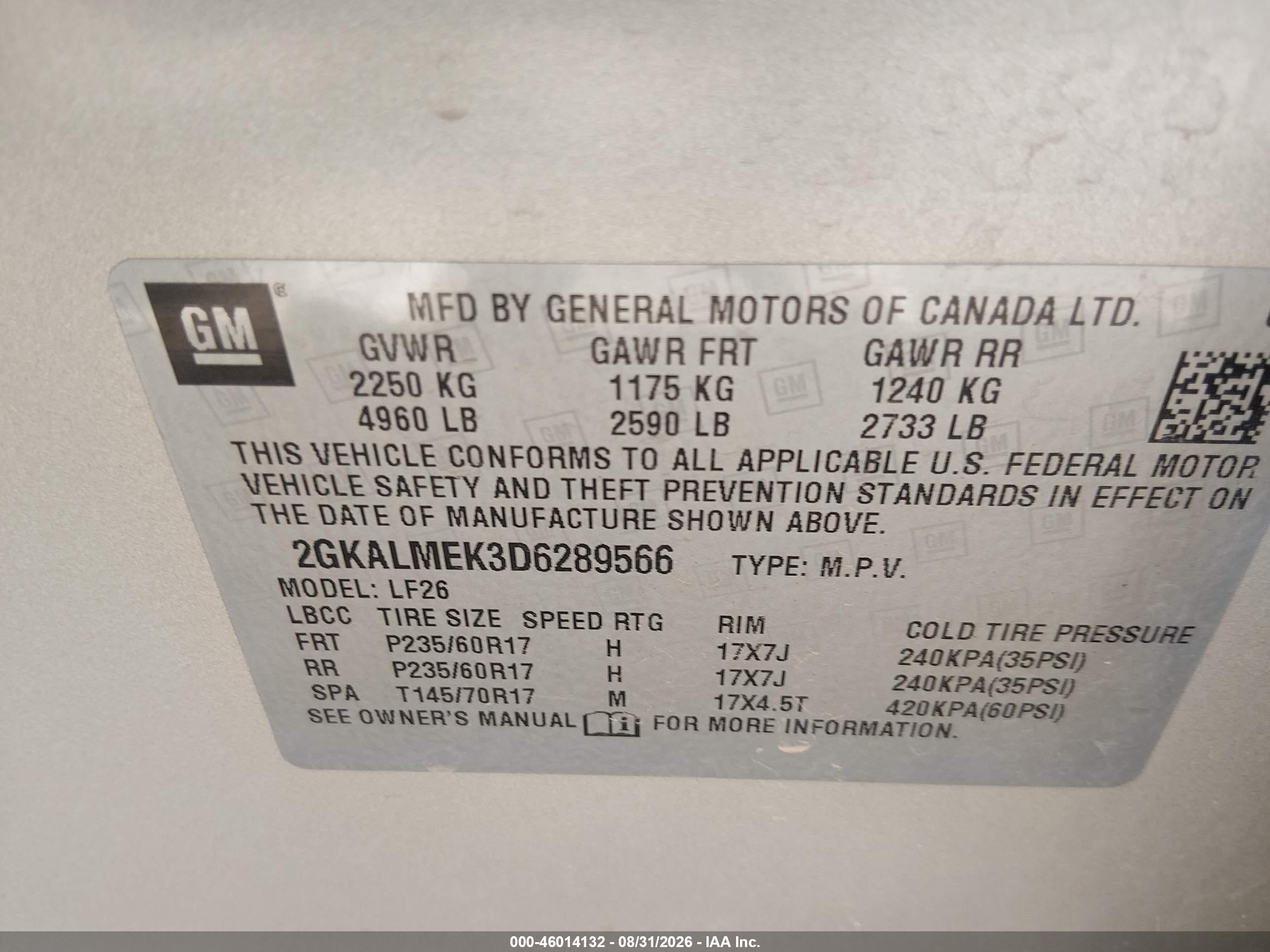 2013 Gmc Terrain Sle-1 Champagne vin: 2GKALMEK3D6289566