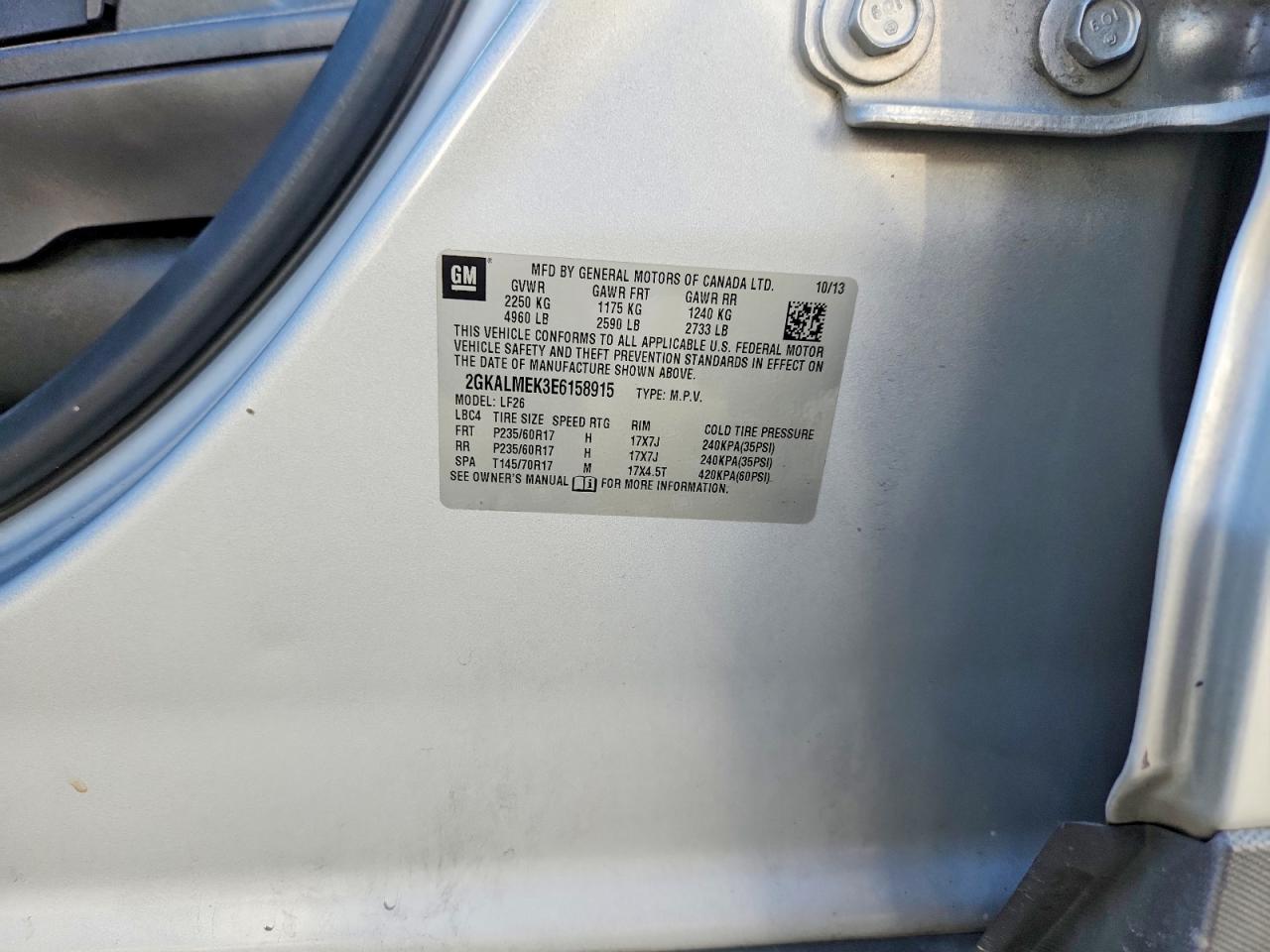 2014 Gmc Terrain Sle Silver vin: 2GKALMEK3E6158915