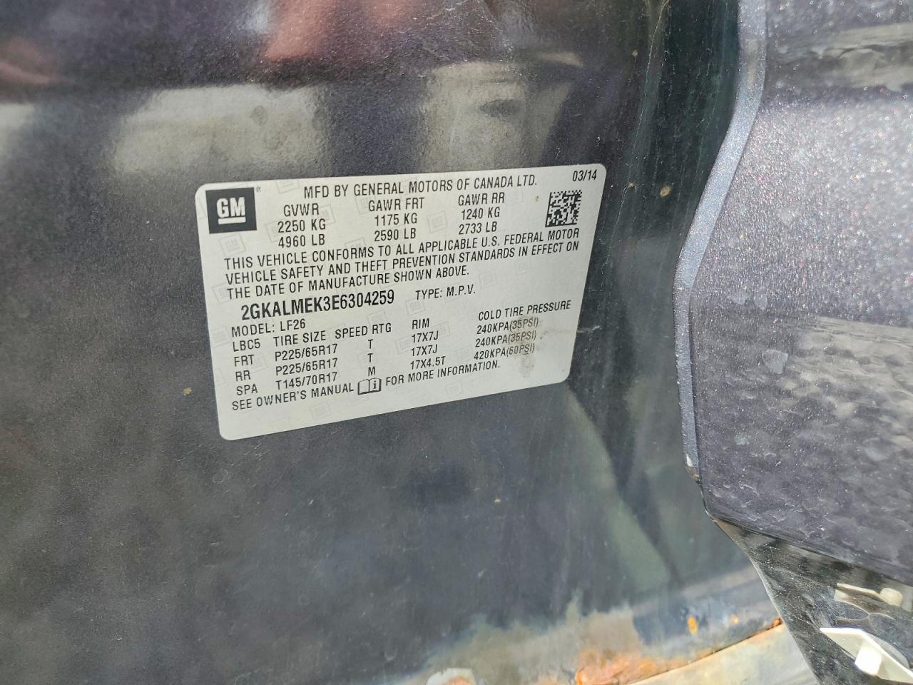 2014 Gmc Terrain Sle Черный vin: 2GKALMEK3E6304259