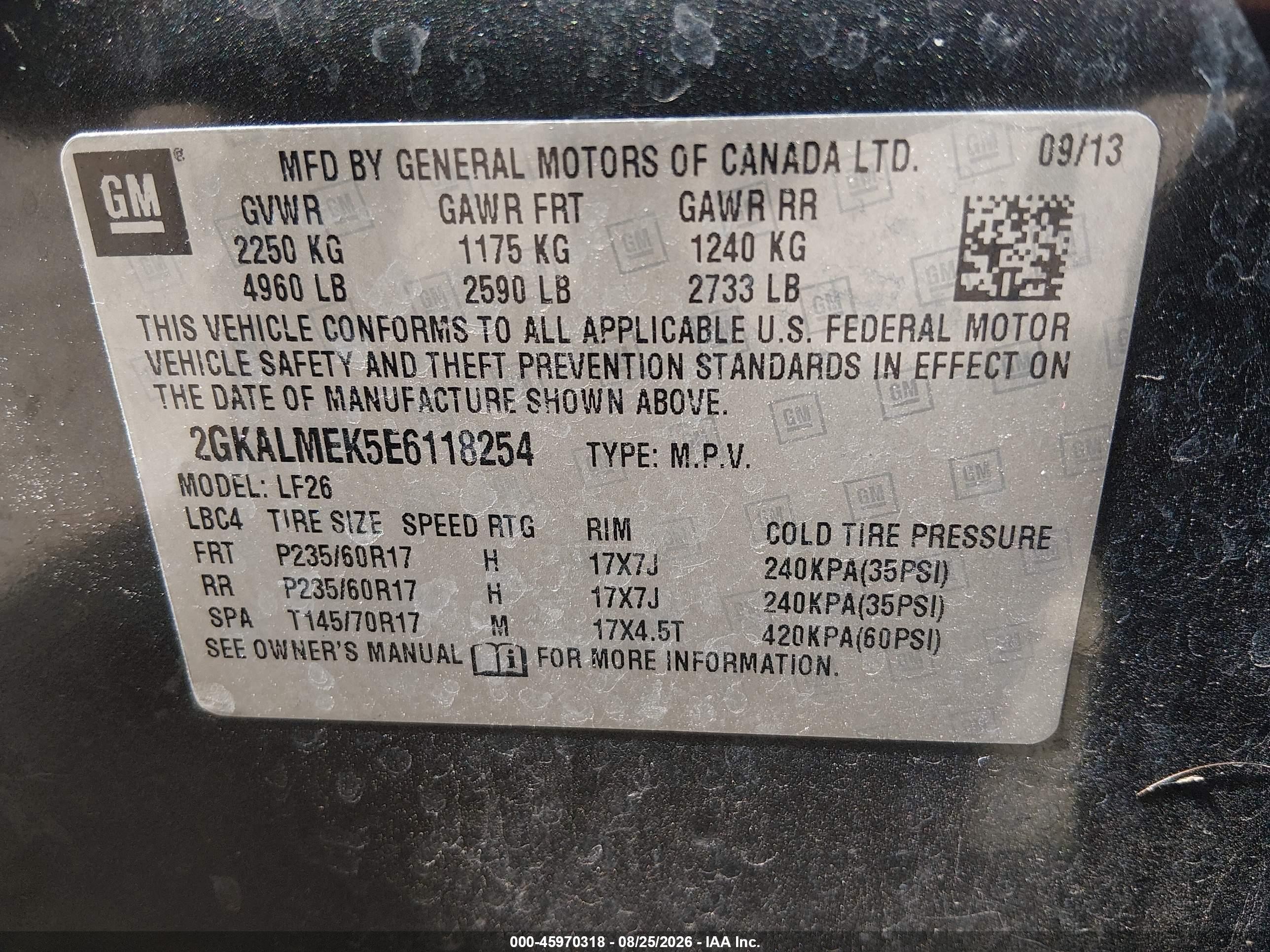 2014 Gmc Terrain Sle-1 Gray vin: 2GKALMEK5E6118254