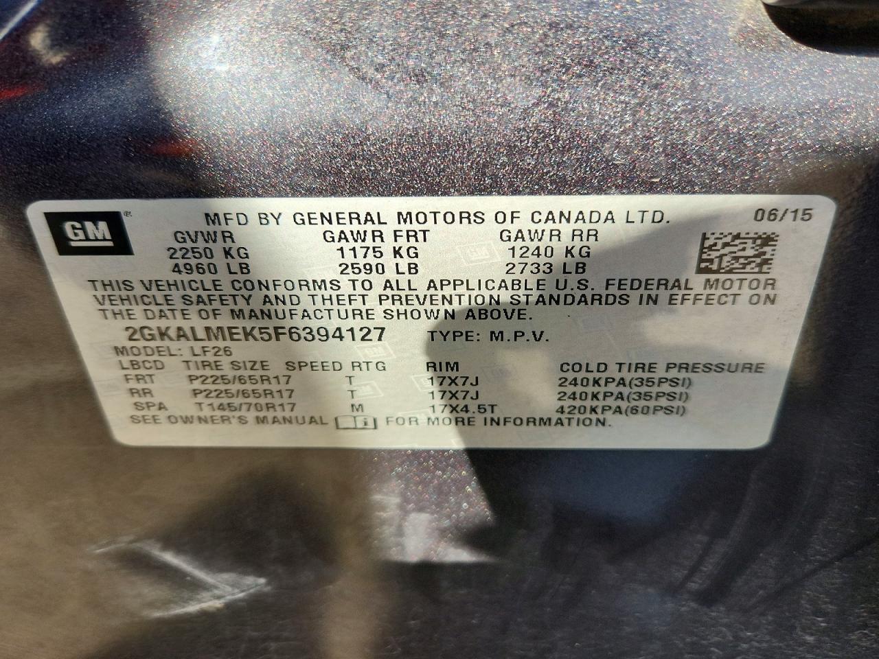 2015 Gmc Terrain Sle Gray vin: 2GKALMEK5F6394127