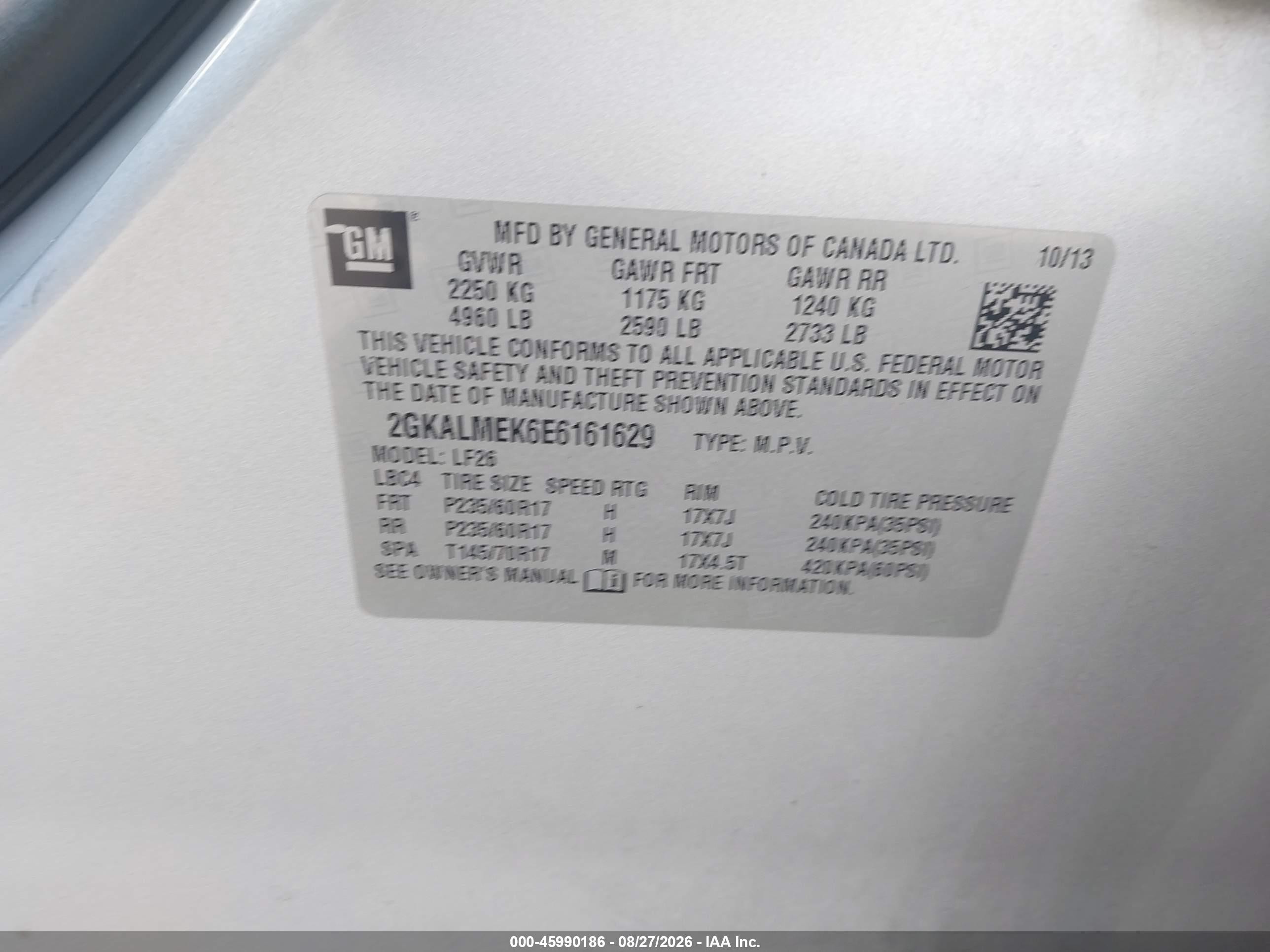 2014 Gmc Terrain Sle-1 Silver vin: 2GKALMEK6E6161629