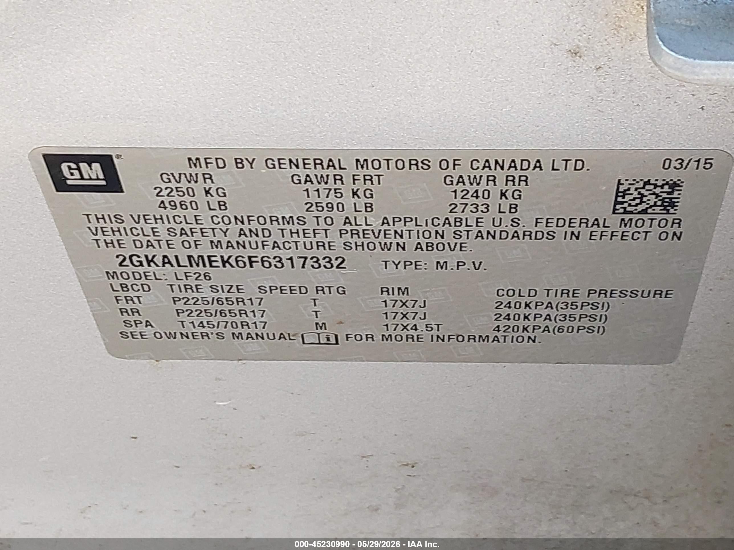 2015 Gmc Terrain Sle-1 Silver vin: 2GKALMEK6F6317332