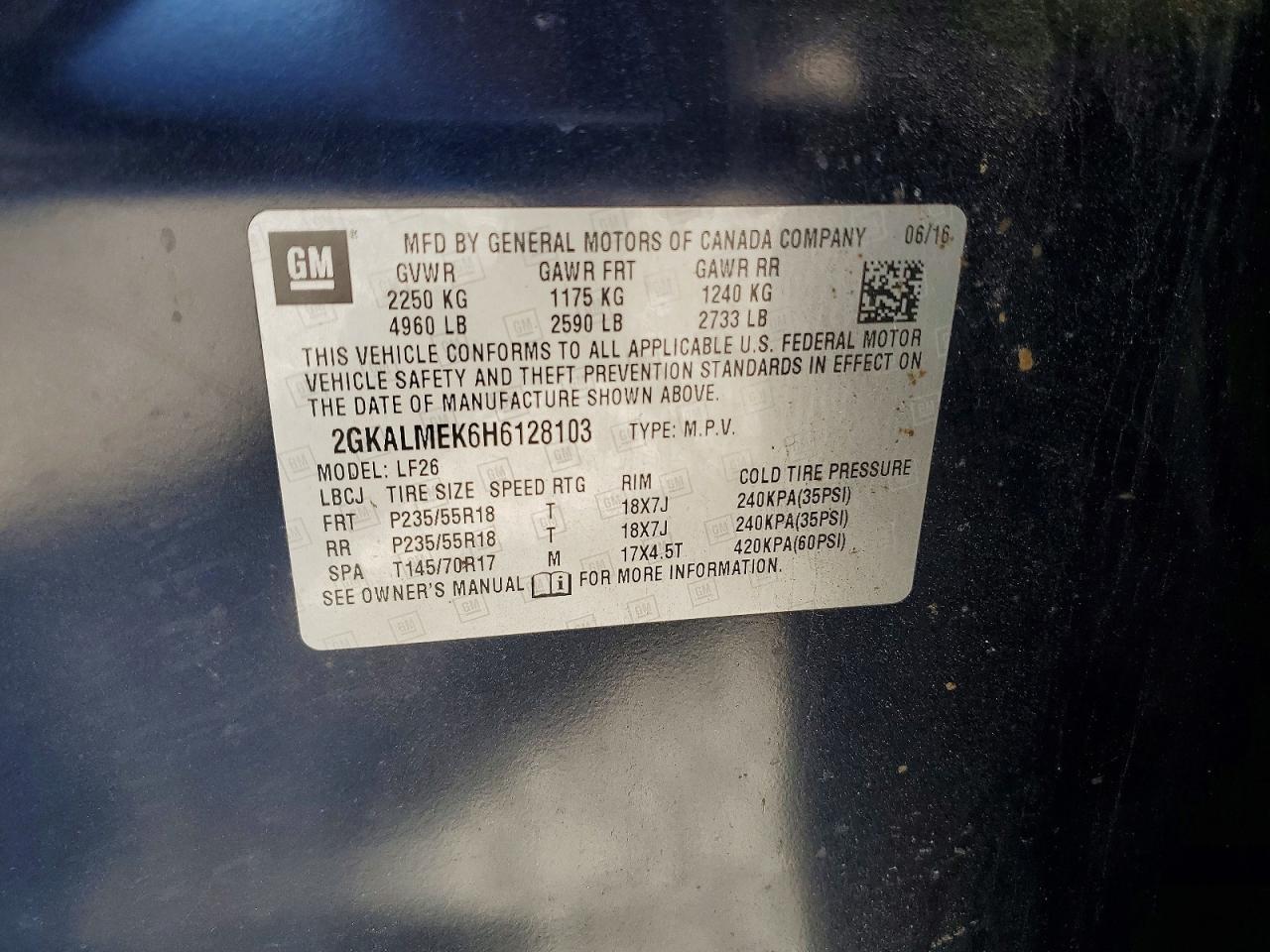 2017 Gmc Terrain Slt Blue vin: 2GKALMEK6H6128103