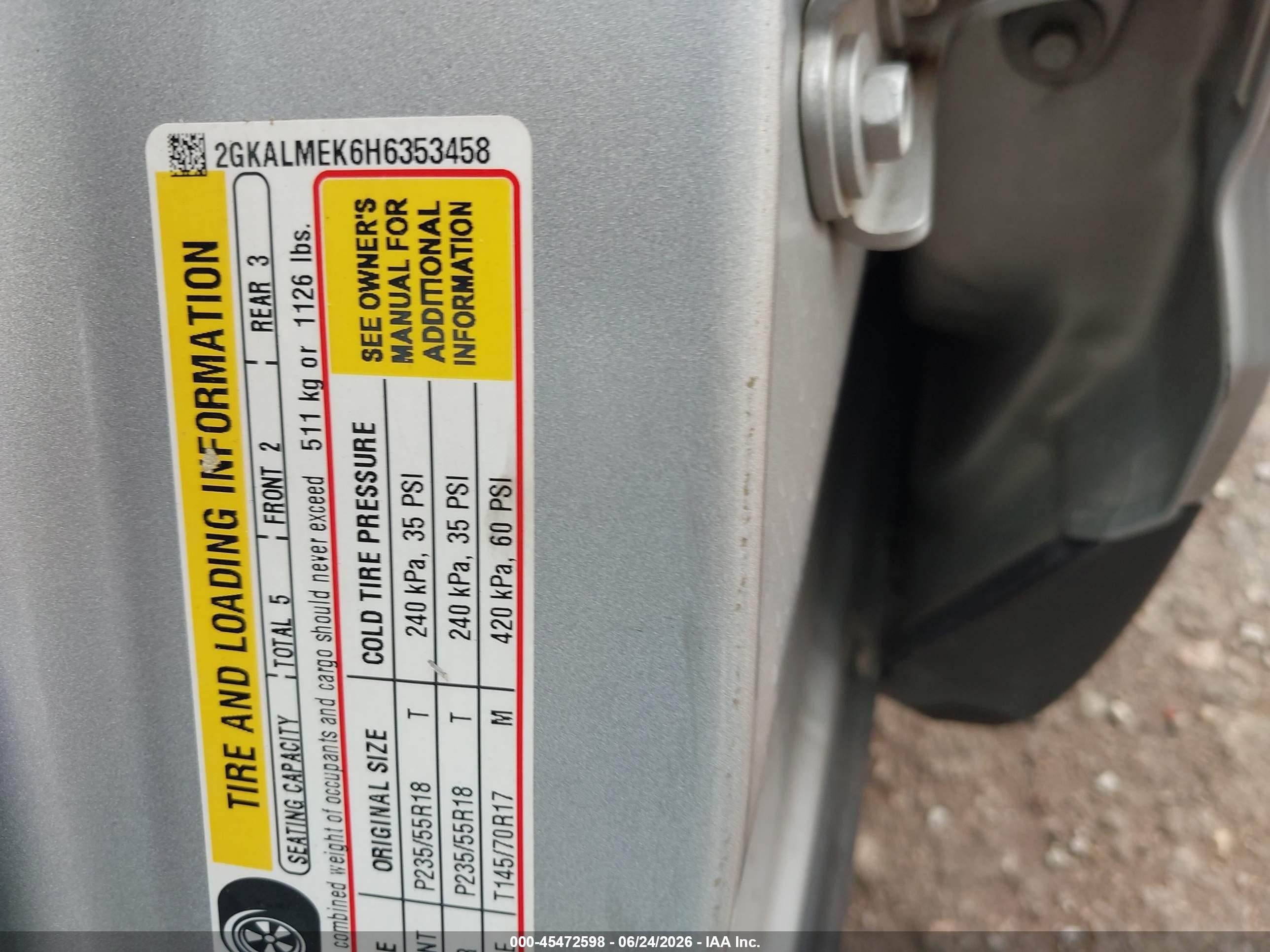 2017 Gmc Terrain Sle-1 Silver vin: 2GKALMEK6H6353458