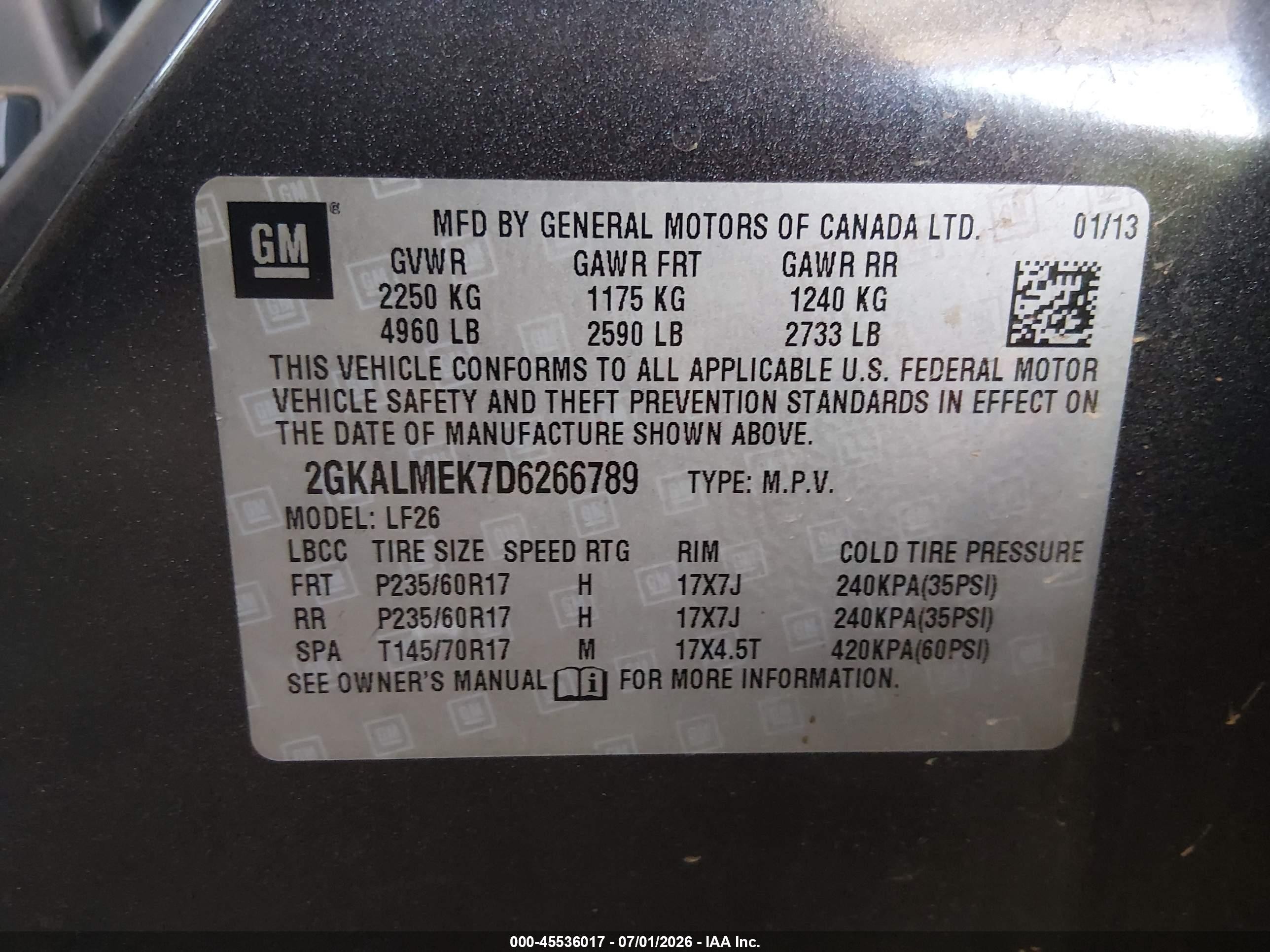 2013 Gmc Terrain Sle-1 Gray vin: 2GKALMEK7D6266789