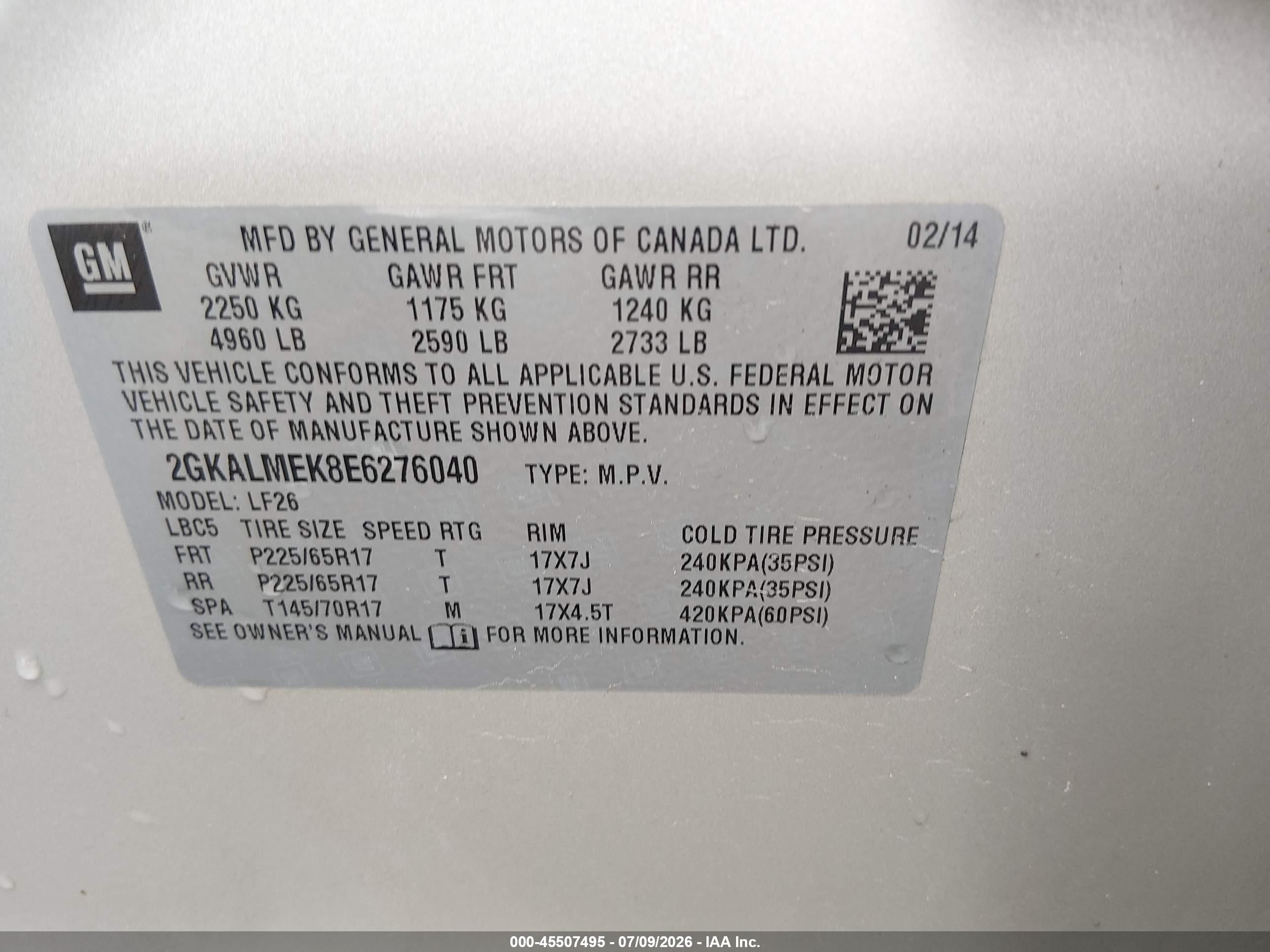 2014 Gmc Terrain Sle-1 Золотой vin: 2GKALMEK8E6276040