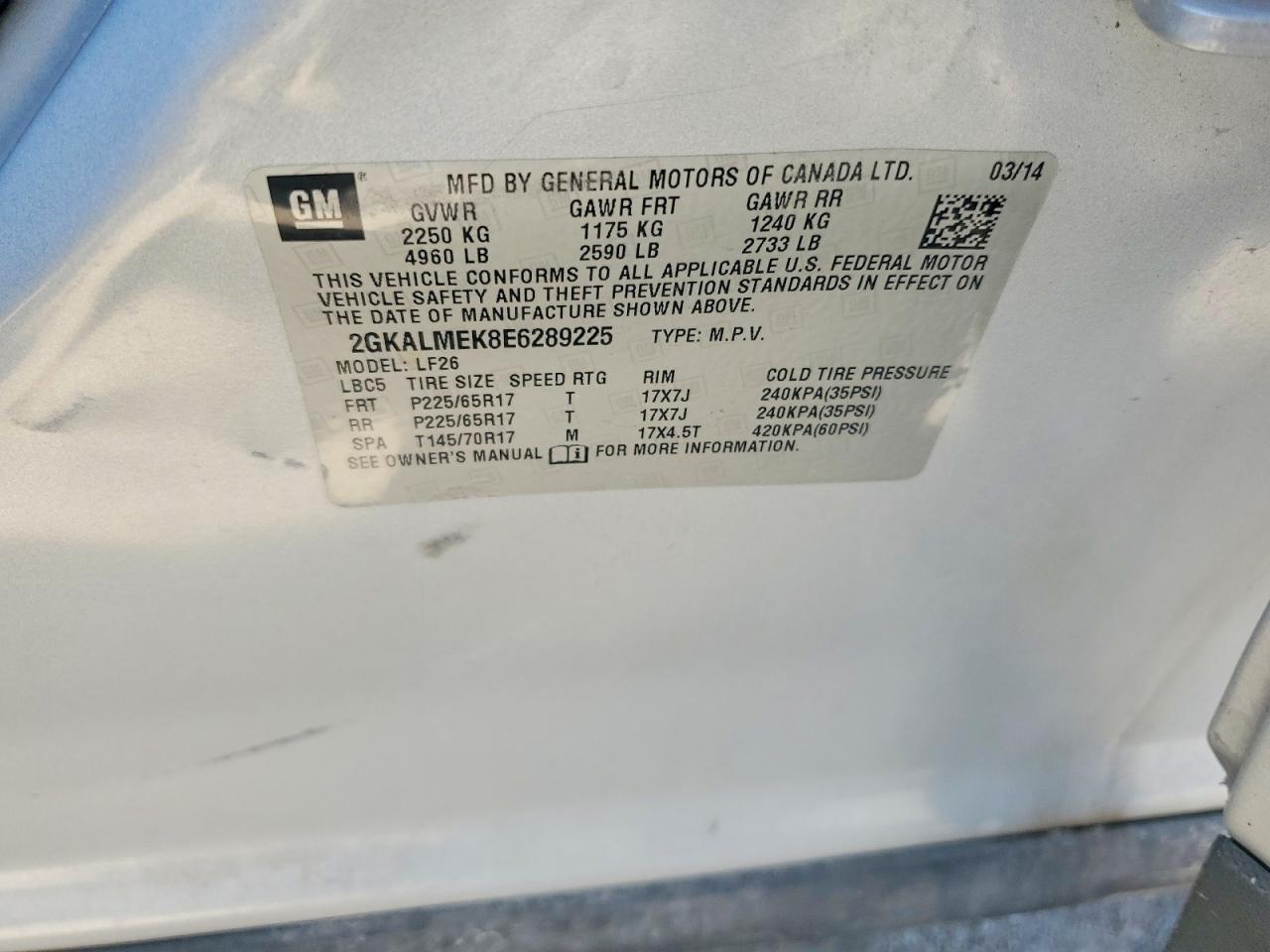 2014 Gmc Terrain Sle Silver vin: 2GKALMEK8E6289225