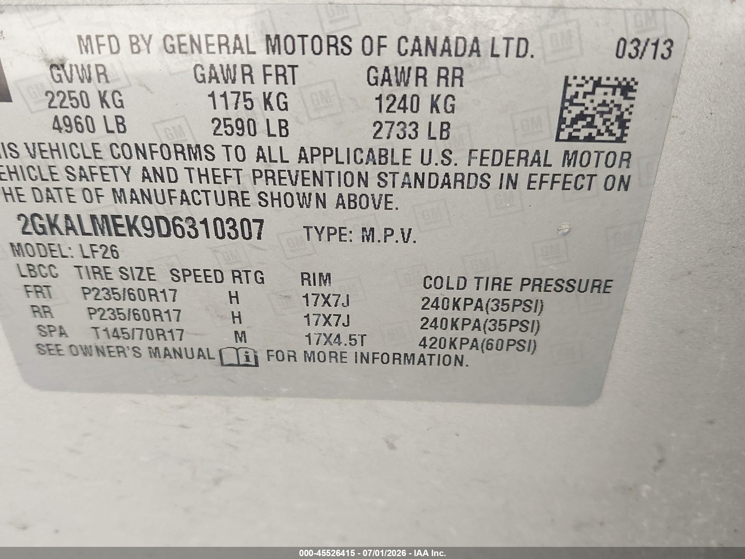 2013 Gmc Terrain Sle-1 Gold vin: 2GKALMEK9D6310307