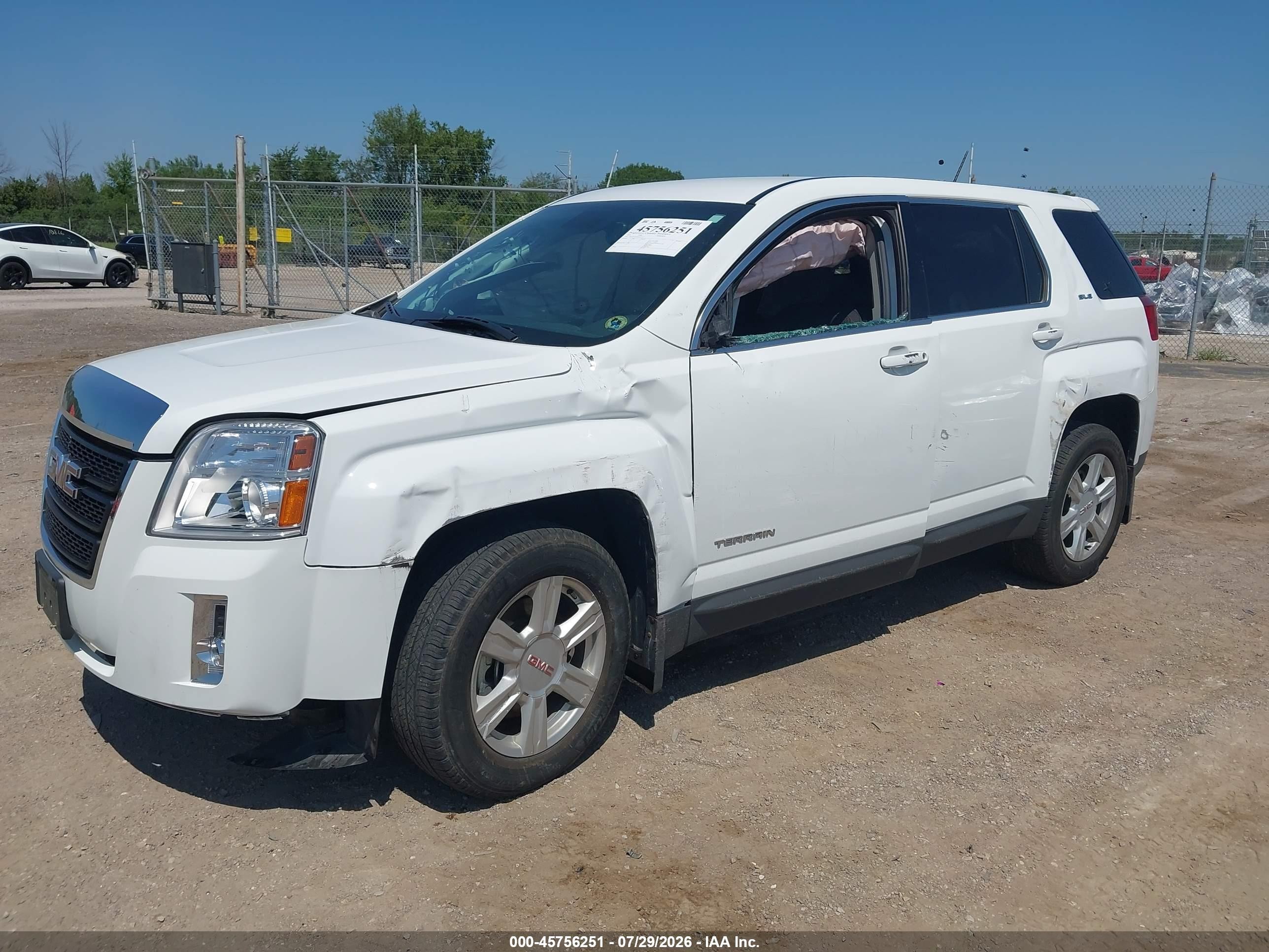 2015 Gmc Terrain Sle-1 White vin: 2GKALMEK9F6220318