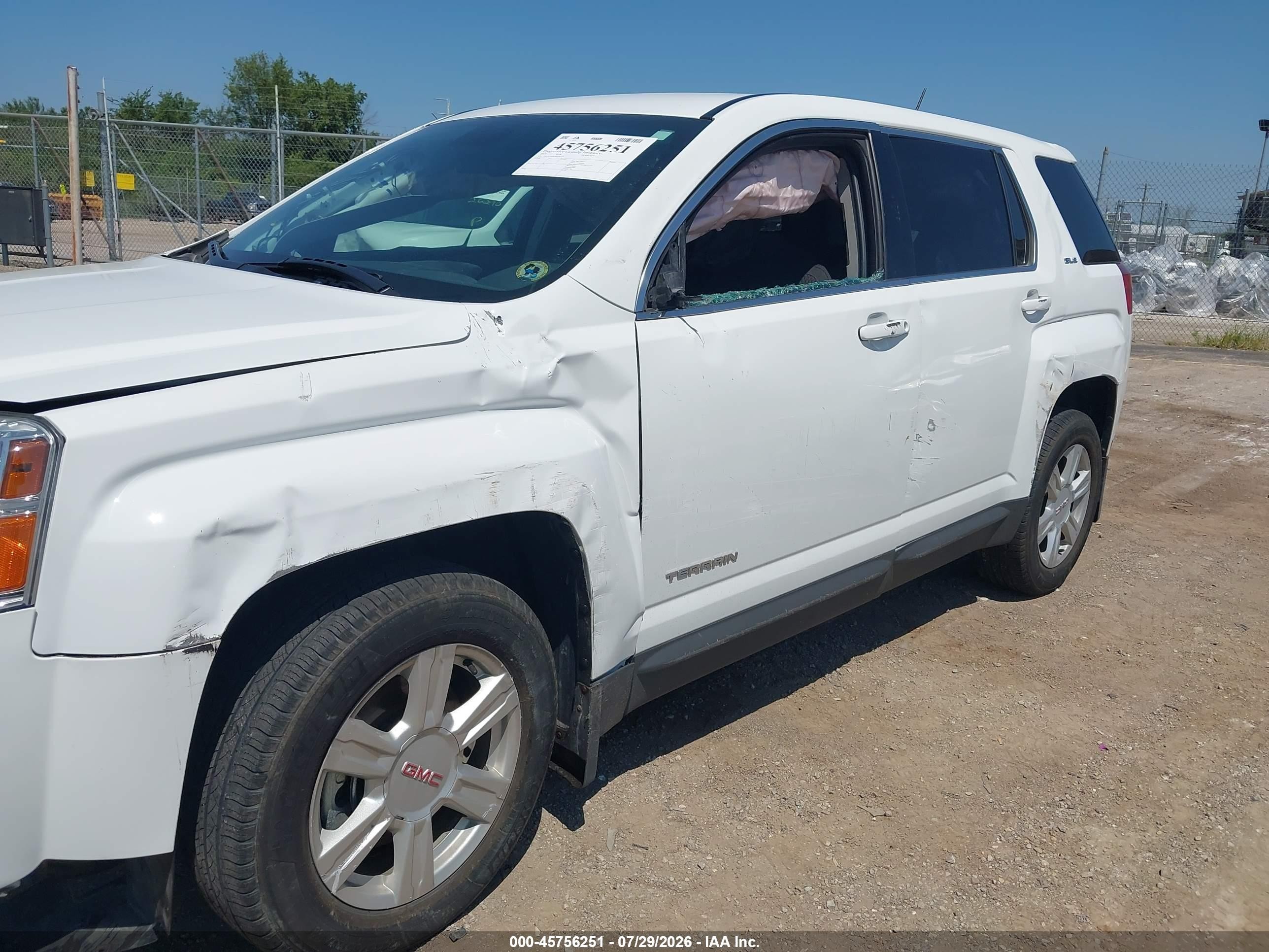 2015 Gmc Terrain Sle-1 White vin: 2GKALMEK9F6220318