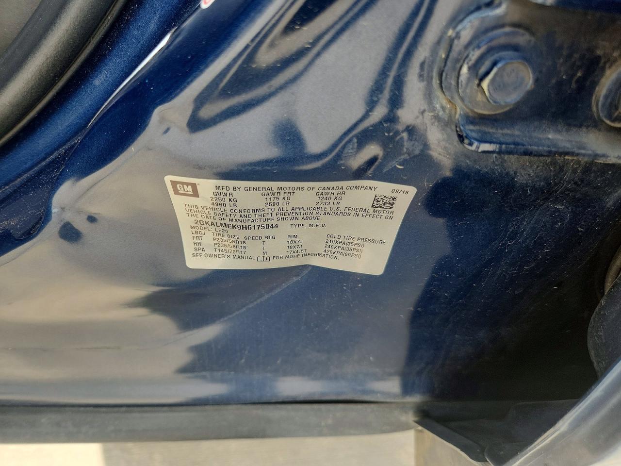 2017 Gmc Terrain Sle Синий vin: 2GKALMEK9H6175044