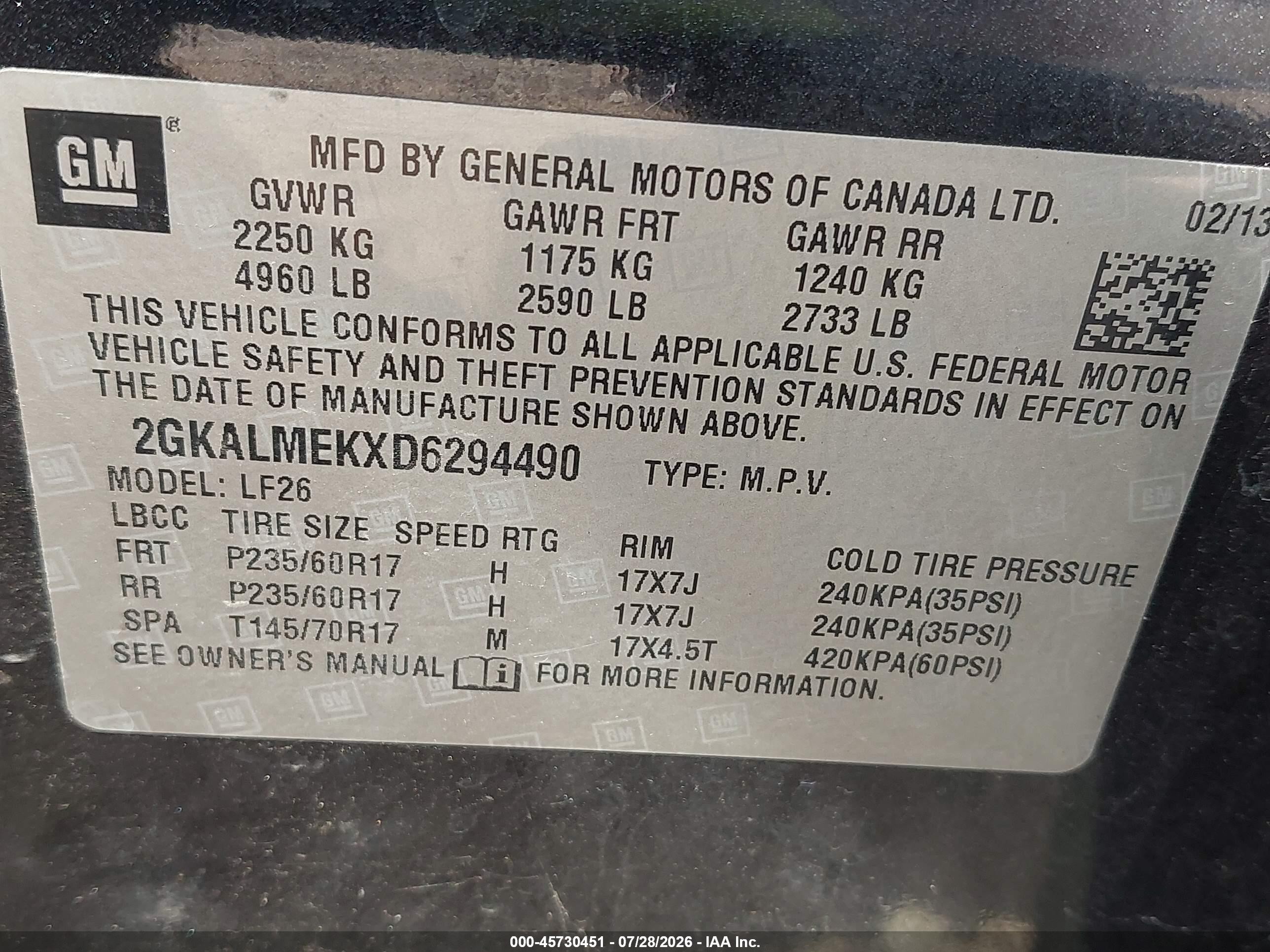 2013 Gmc Terrain Sle-1 Черный vin: 2GKALMEKXD6294490