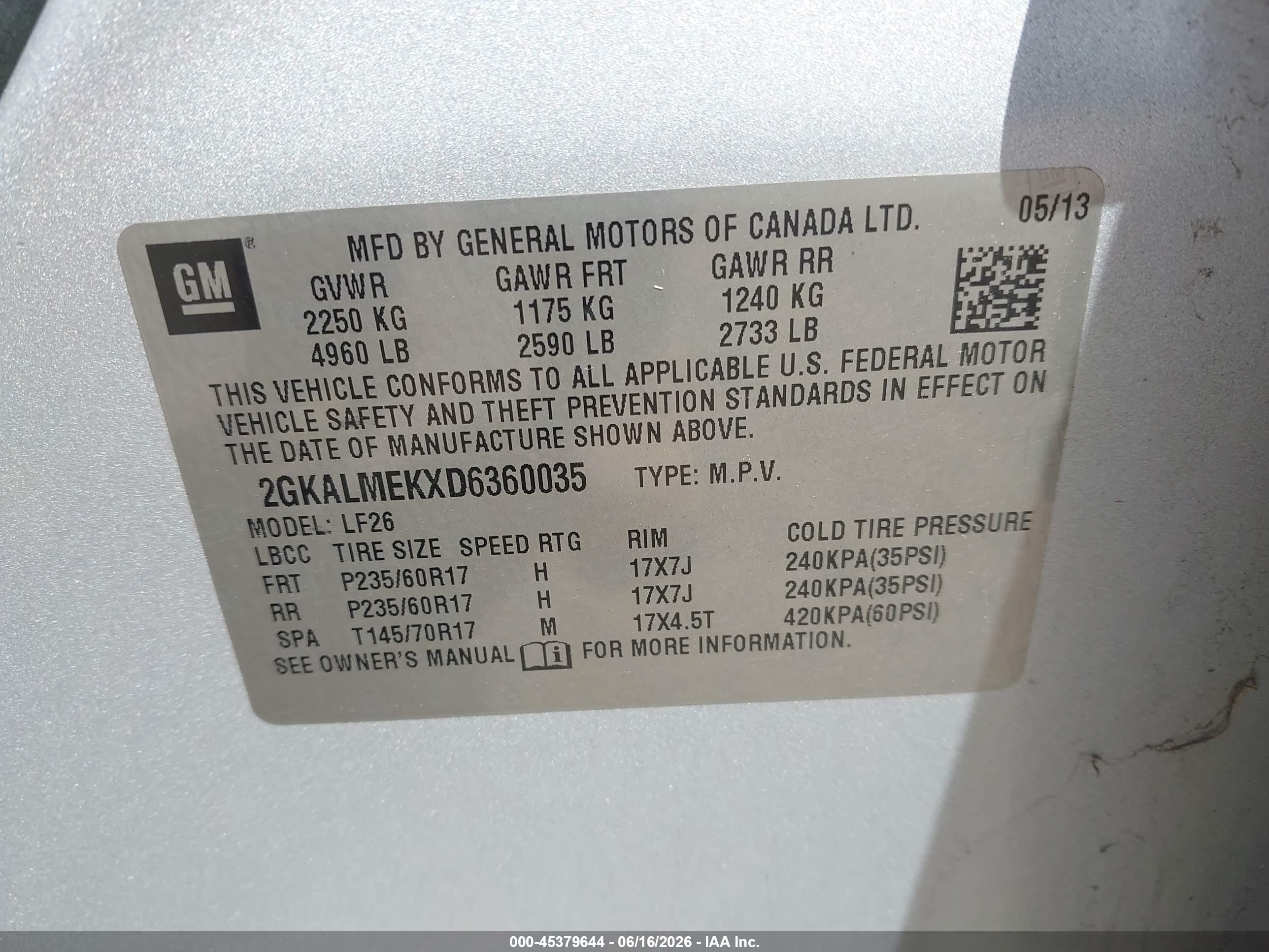 2013 Gmc Terrain Sle-1 Silver vin: 2GKALMEKXD6360035