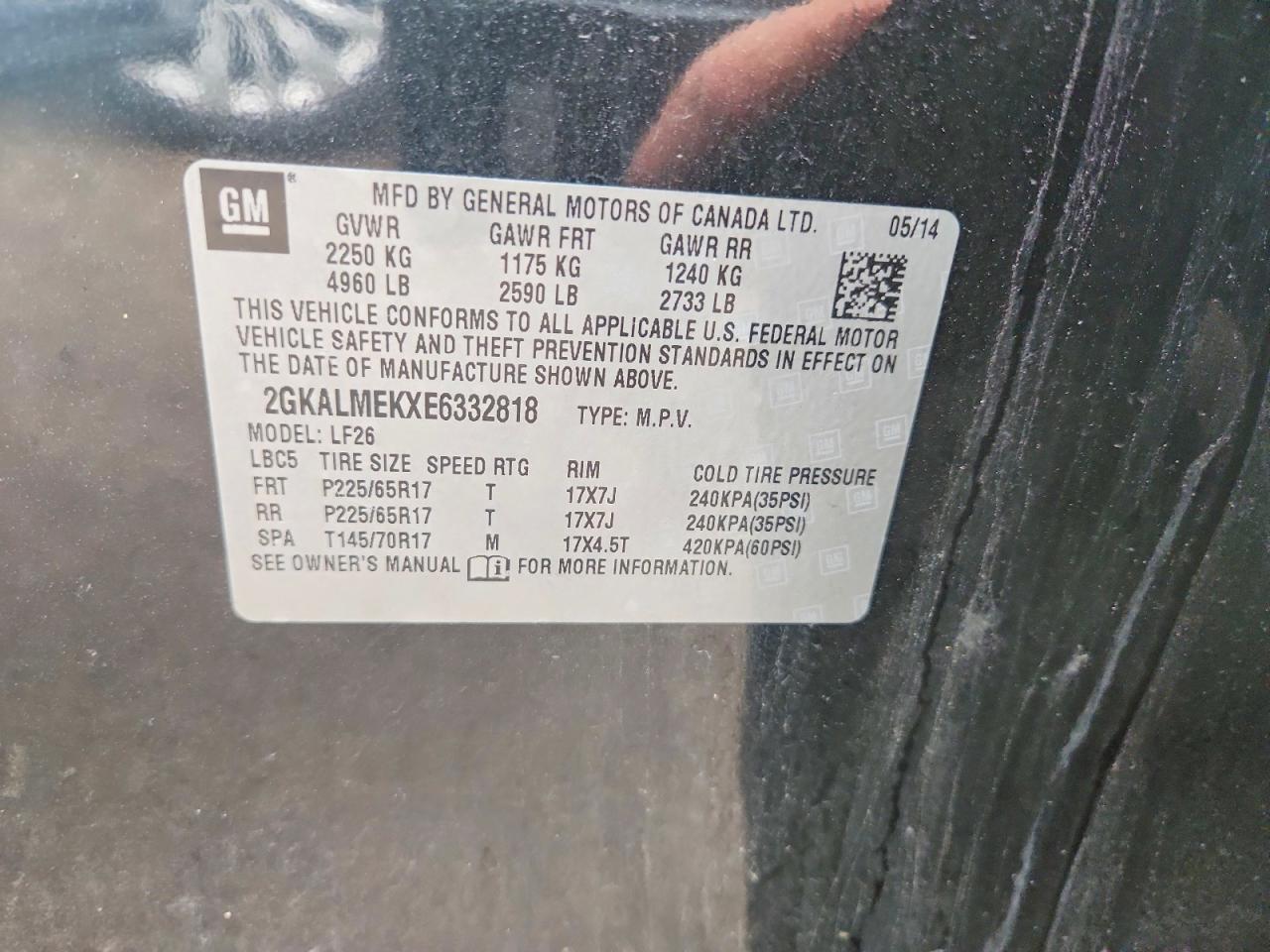 2014 Gmc Terrain Sle Черный vin: 2GKALMEKXE6332818