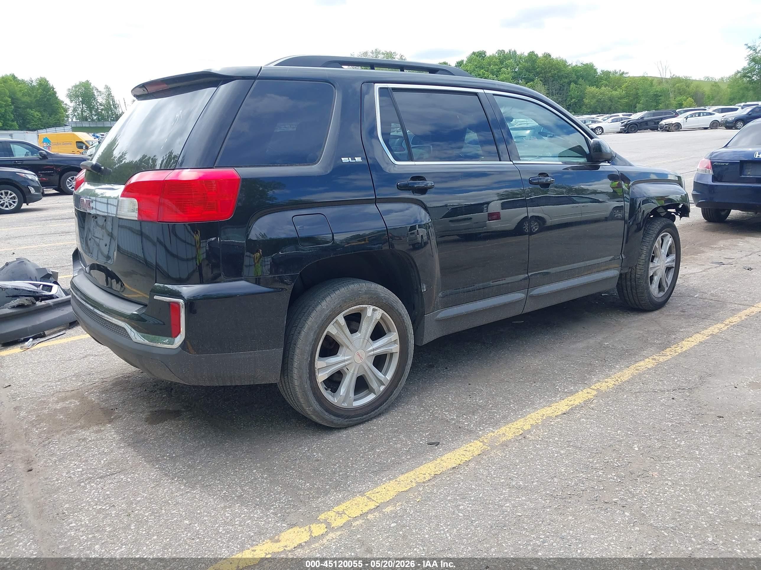 2017 Gmc Terrain Sle-2 Black vin: 2GKALNEK1H6306778