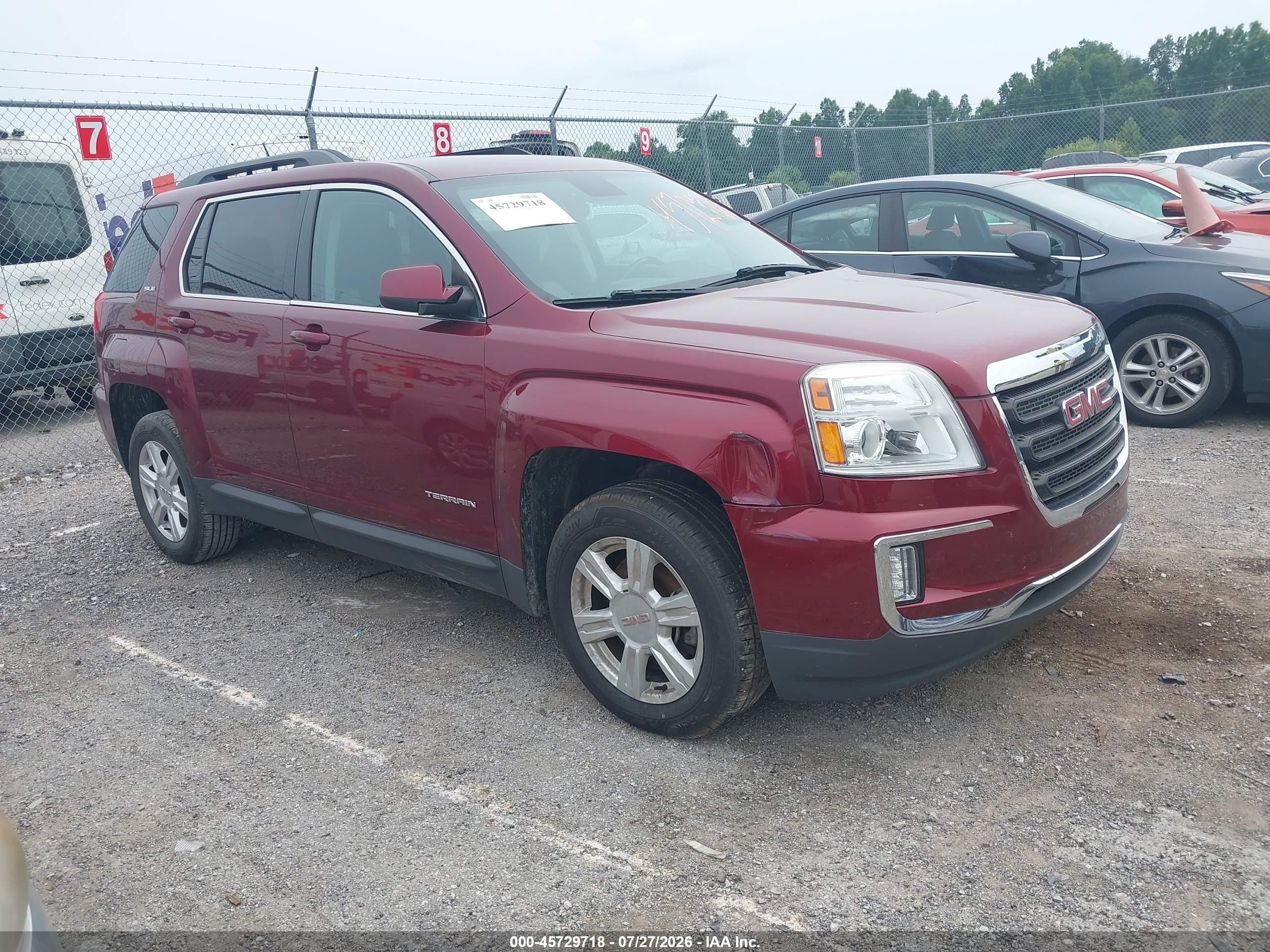 2016 Gmc Terrain Sle-2 Maroon vin: 2GKALNEK6G6313627