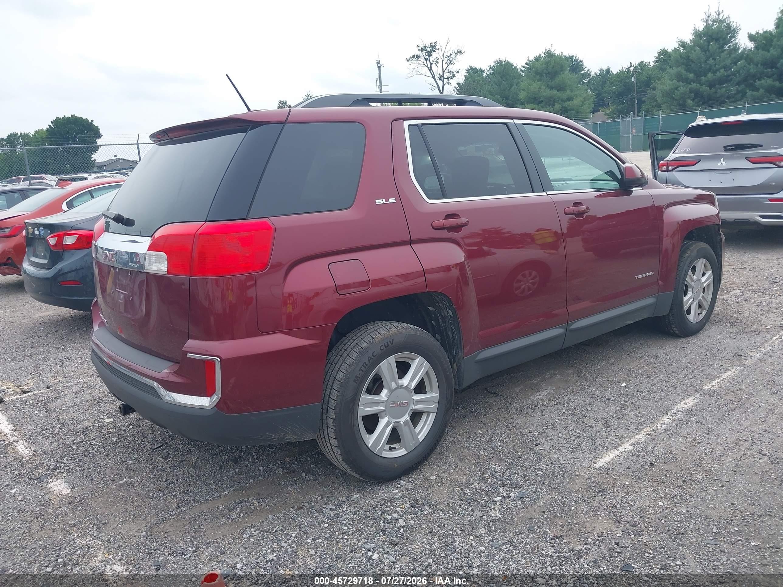 2016 Gmc Terrain Sle-2 Maroon vin: 2GKALNEK6G6313627