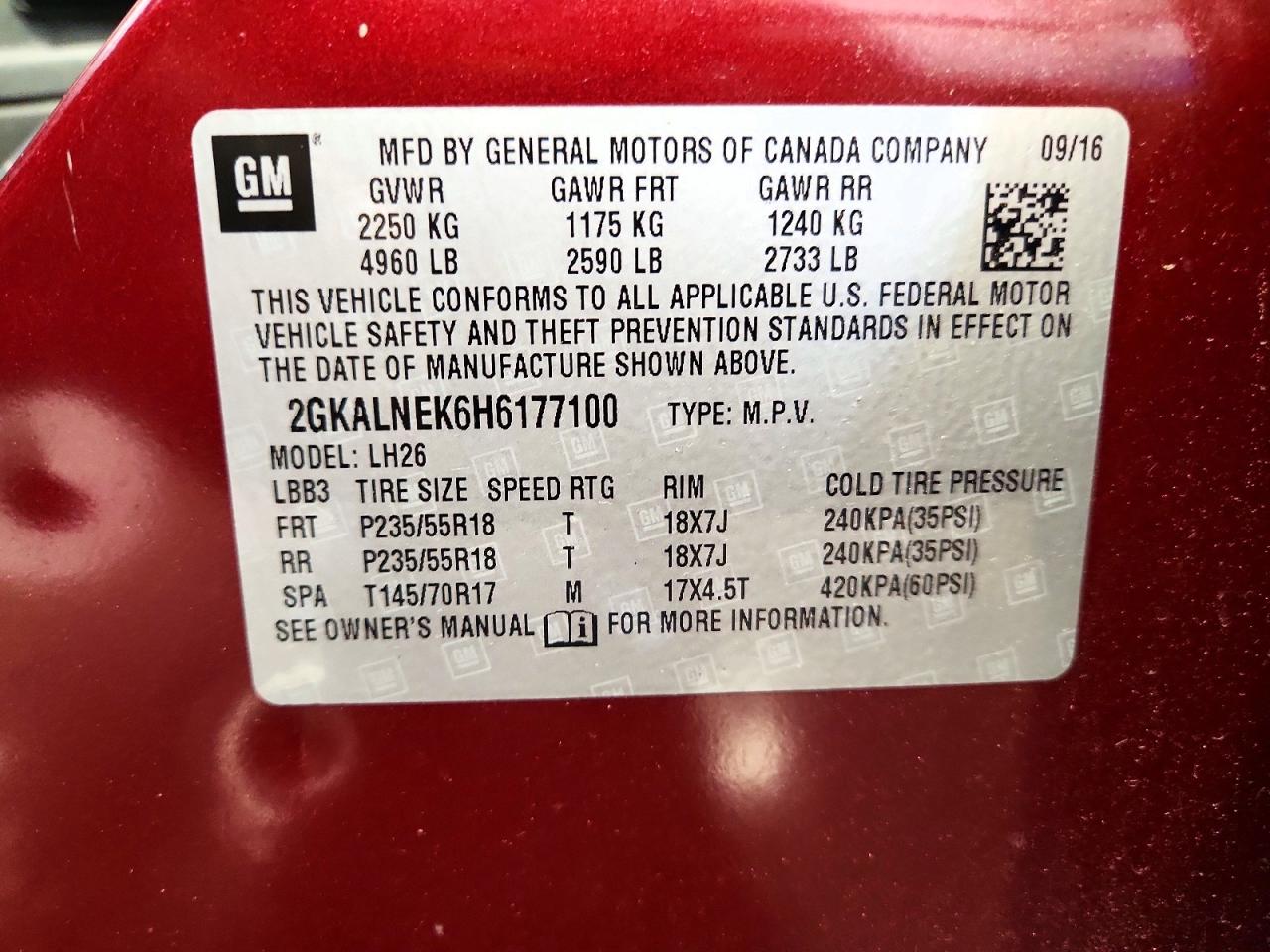 2017 Gmc Terrain Red vin: 2GKALNEK6H6177100