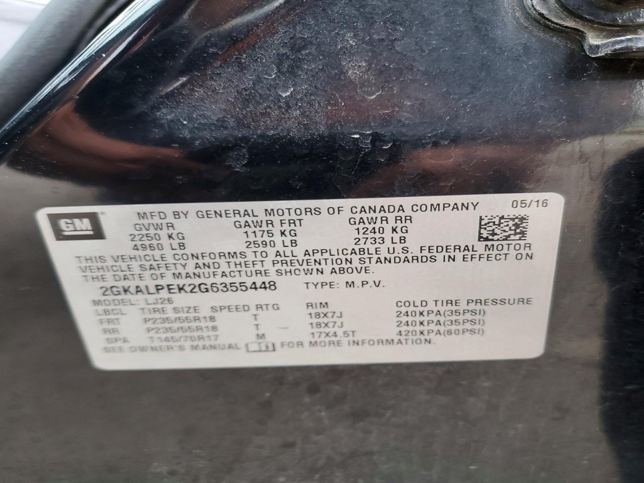 2016 Gmc Terrain Slt Black vin: 2GKALPEK2G6355448