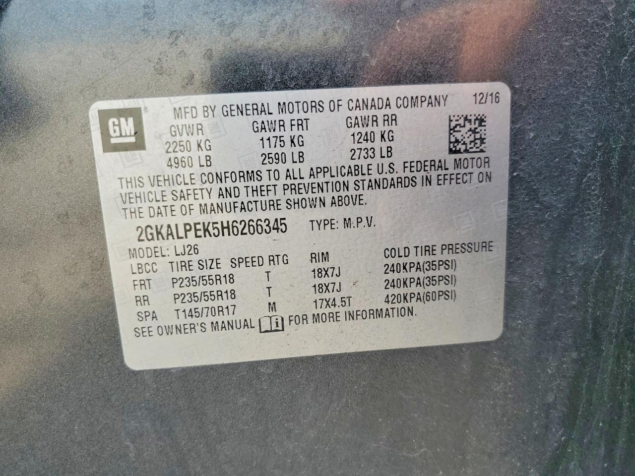2017 Gmc Terrain Slt Charcoal vin: 2GKALPEK5H6266345