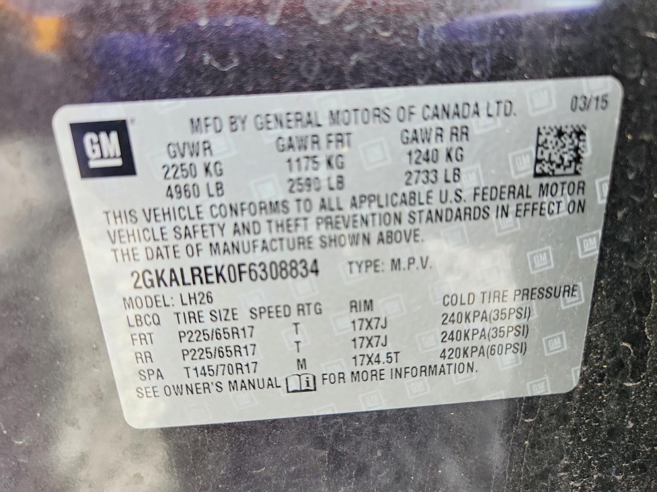 2015 Gmc Terrain Sle Серый vin: 2GKALREK0F6308834