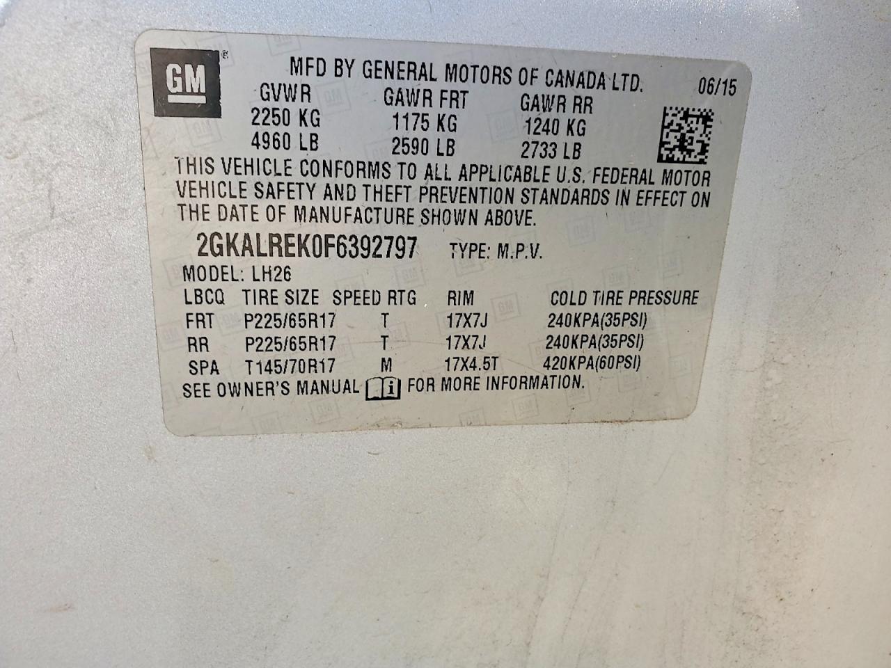 2015 Gmc Terrain Sle Silver vin: 2GKALREK0F6392797